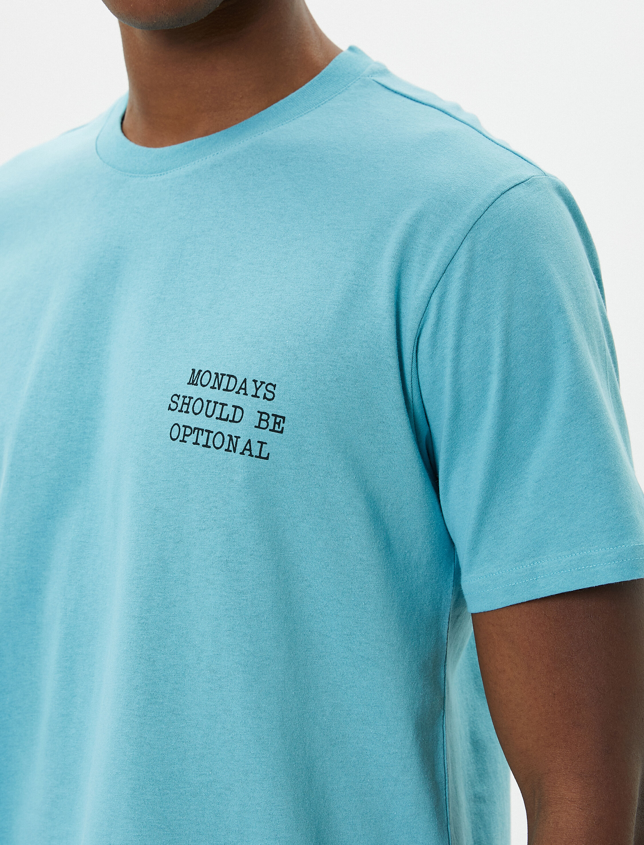   Slogan Baskılı Tişört Slim Fit Bisiklet Yaka Kısa Kollu Pamuklu