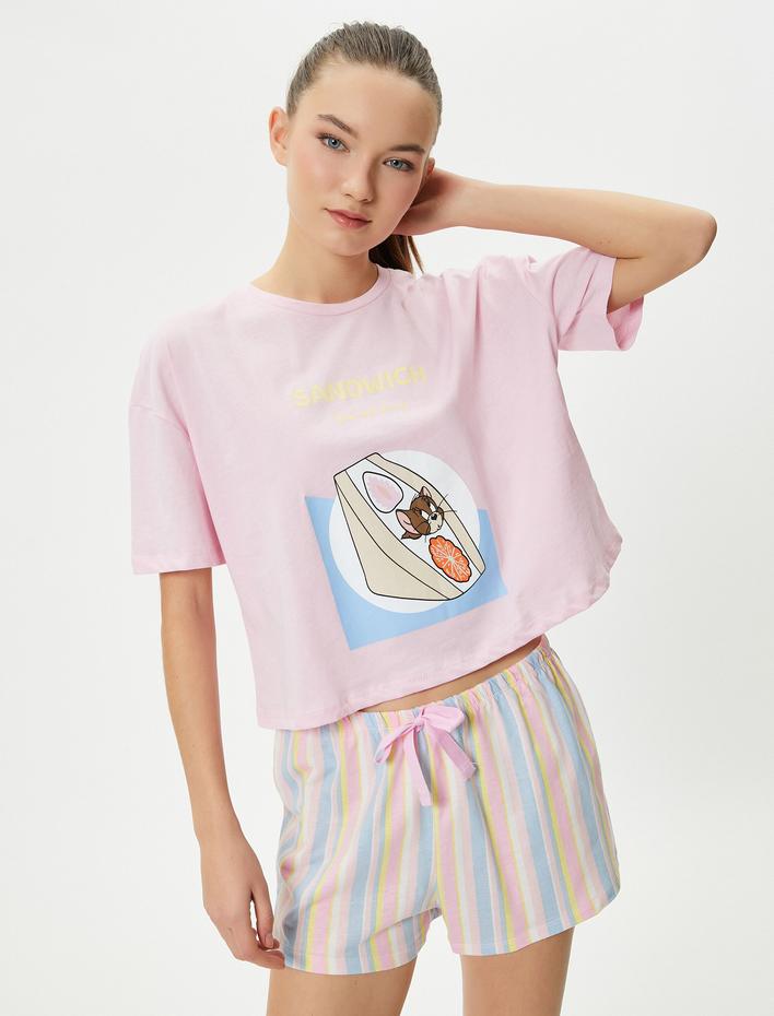  Tom ve Jerry Pijama Takımı Şortlu Kısa Kollu