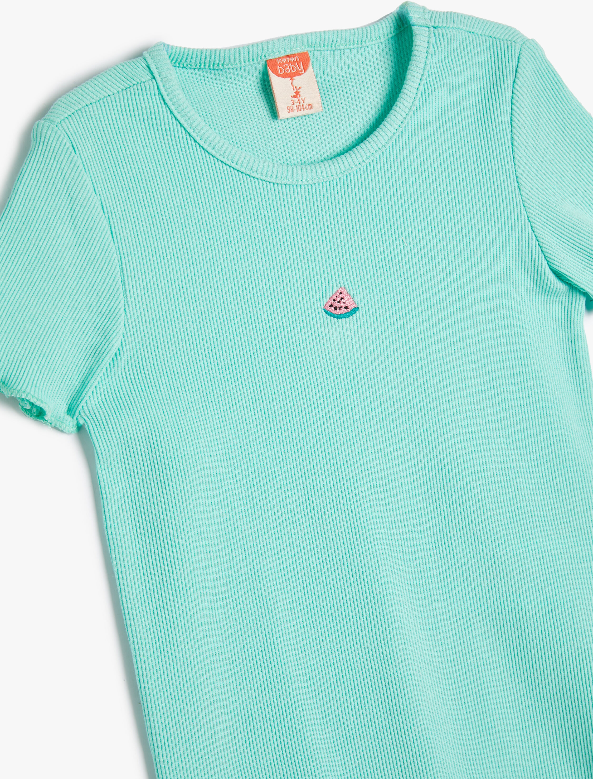 Kız Bebek Tişört Ribanalı İşleme Detaylı Pamuklu