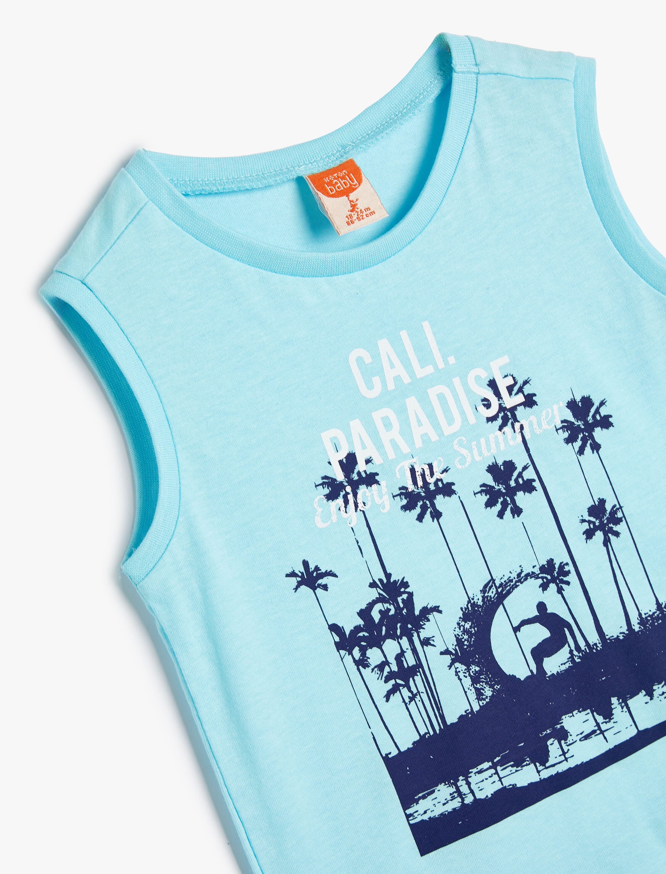  Erkek Bebek Atlet Kolsuz Palmiye Baskılı Pamuklu