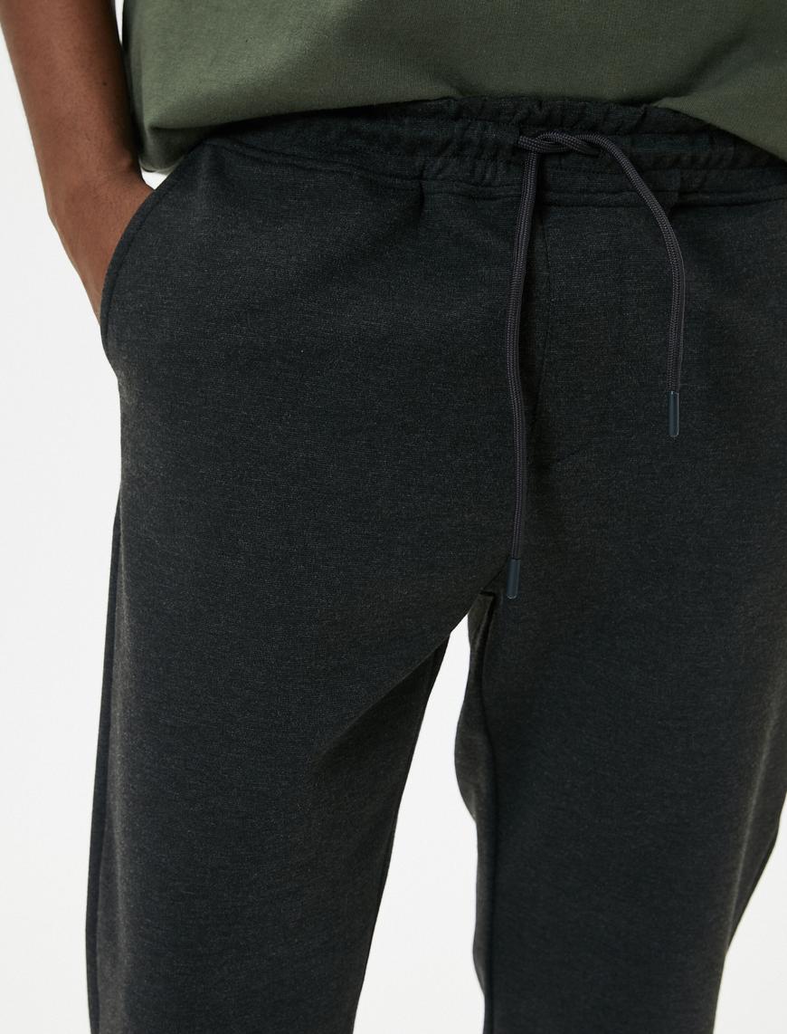   Beli Bağcıklı Pantolon Slim Fit Cep Detaylı Katlı Paça