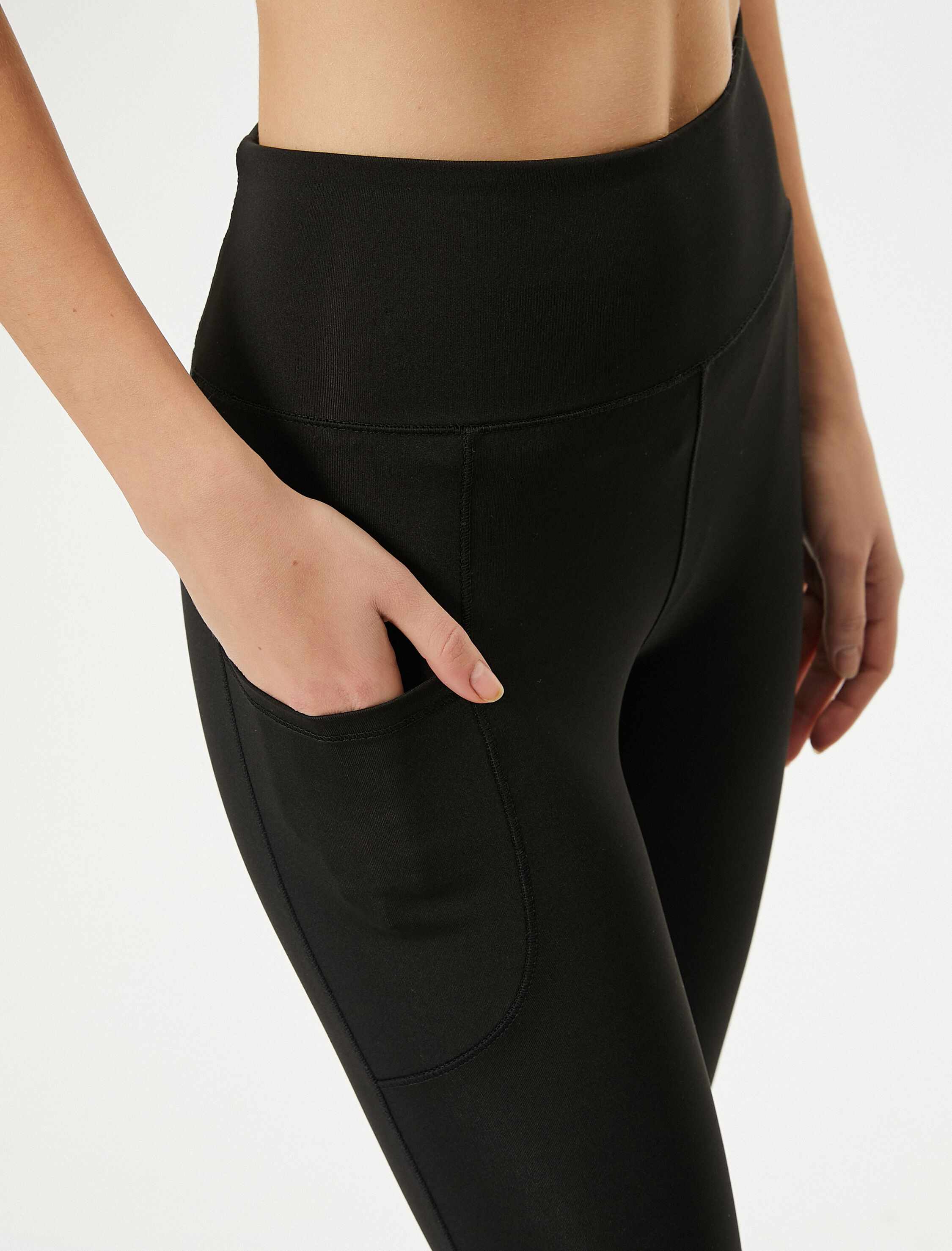   Cepli Spor Tayt Yüksek Bel Slim Fit