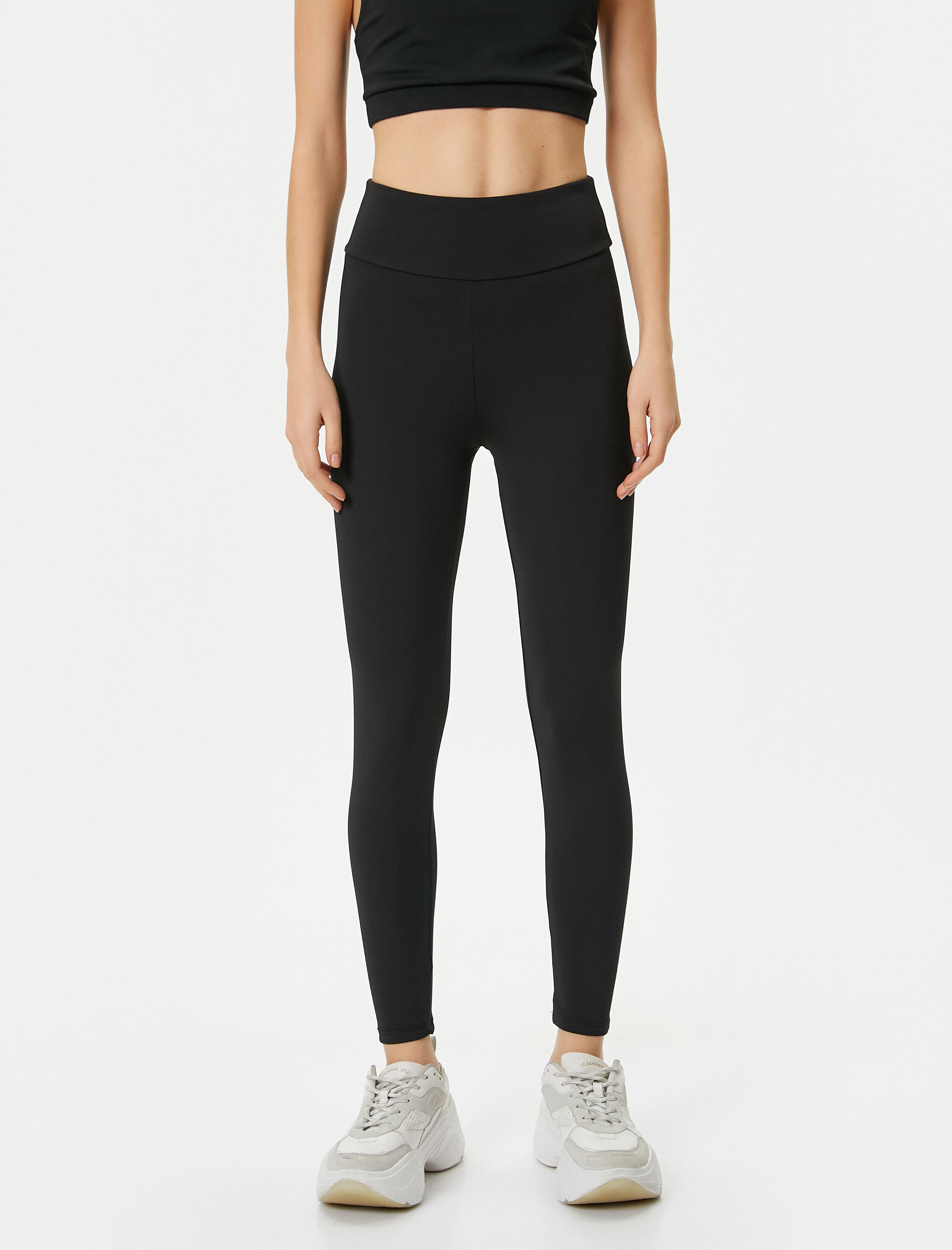   Spor Tayt Yüksek Bel Baskı Detaylı Skinny