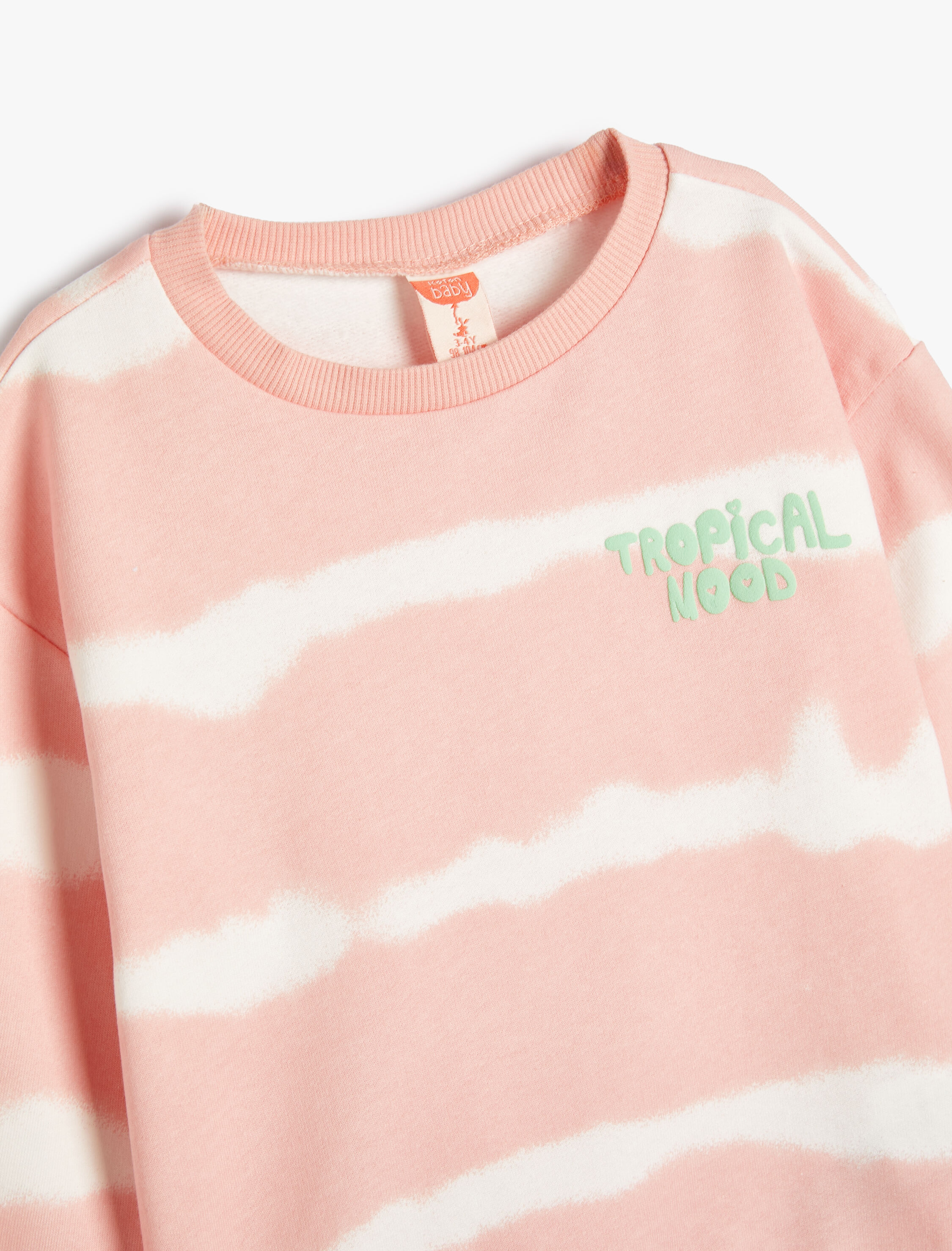  Kız Bebek Batik Sweatshirt Baskı Detaylı Bisiklet Yaka Pamuklu Şardonlu