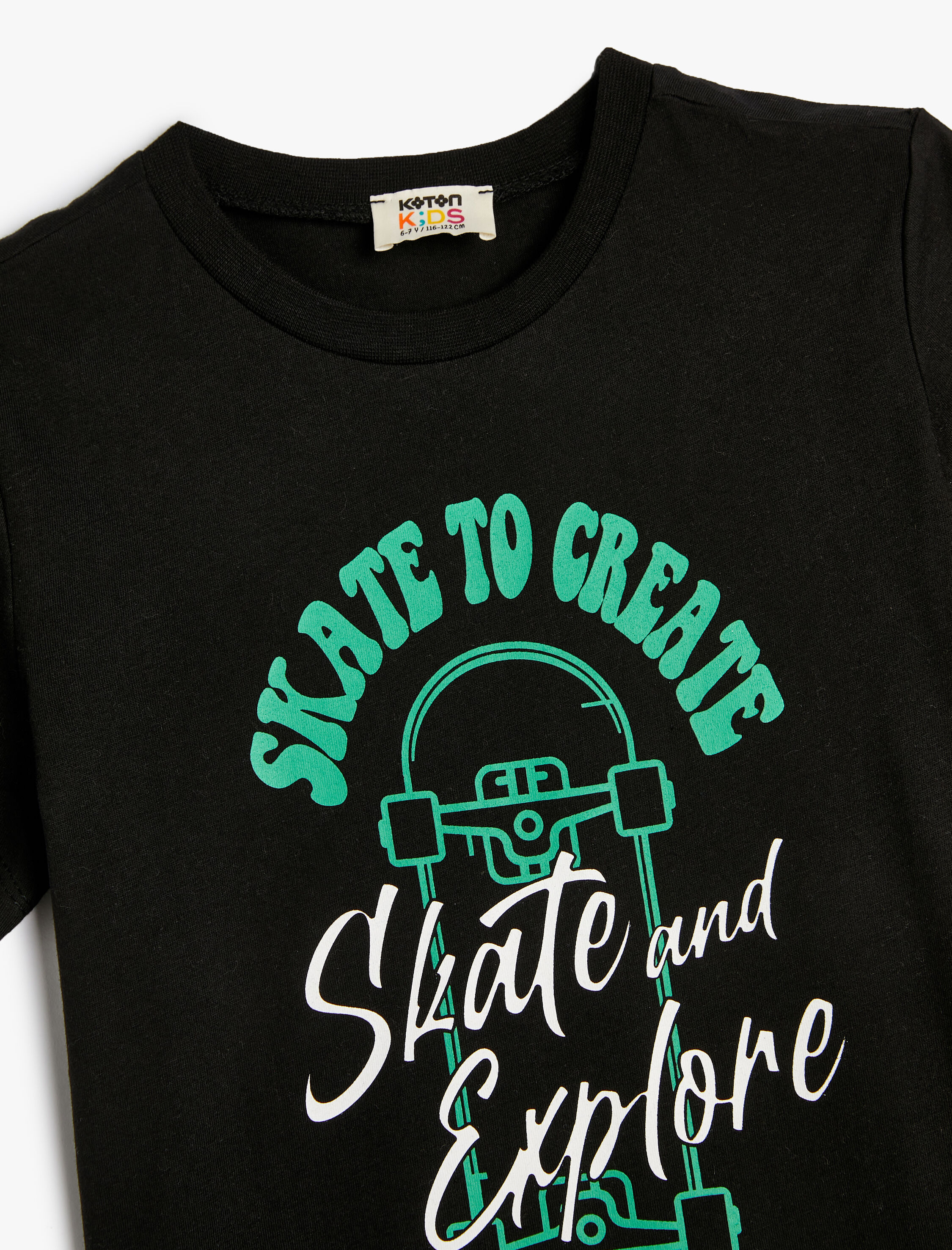  Erkek Çocuk Tişört Kaykay Baskılı Kısa Kollu Bisiklet Yaka Pamuklu