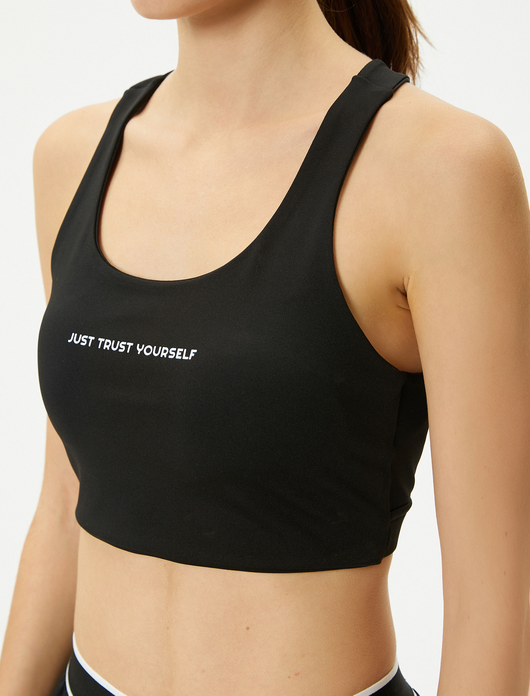   Sporcu Sütyeni U Yaka Baskı Detaylı Dar Kalıp