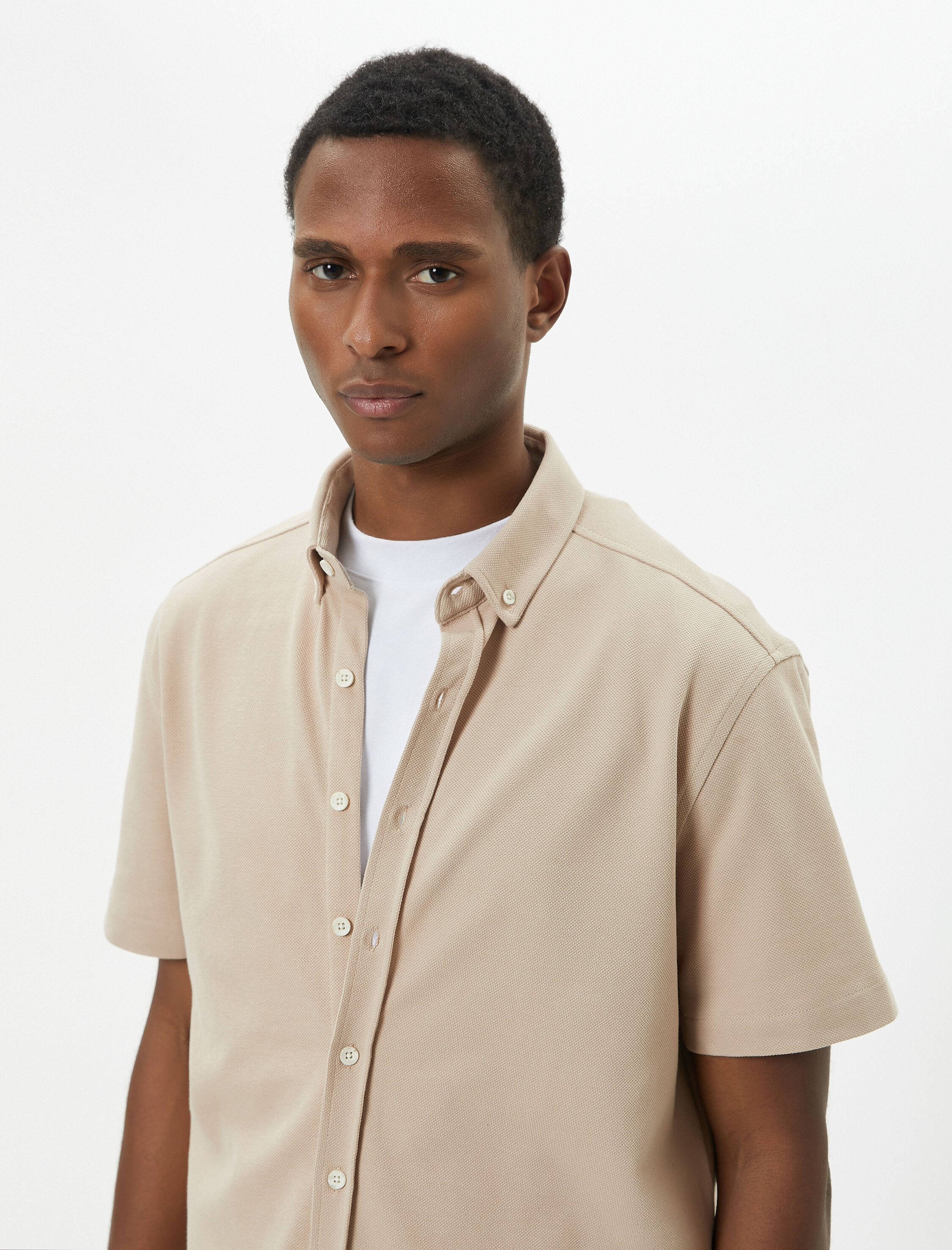 Kısa Kollu Gömlek Kalın Kumaş Klasik Yaka Regular Fit