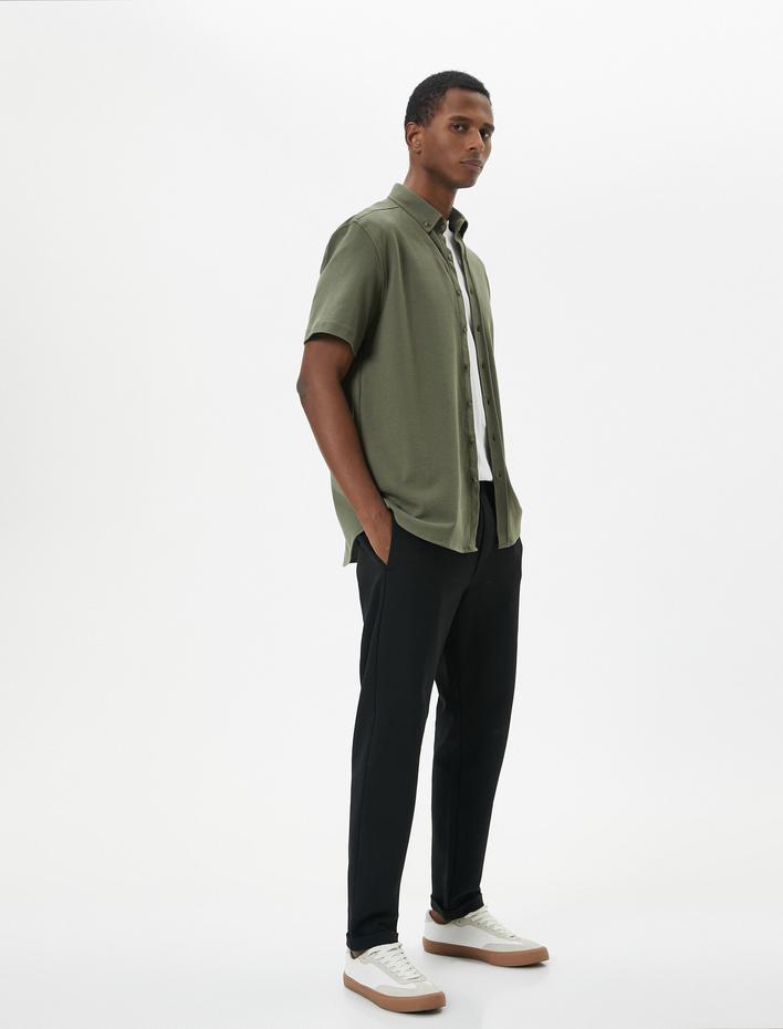  Kısa Kollu Gömlek Kalın Kumaş Klasik Yaka Regular Fit