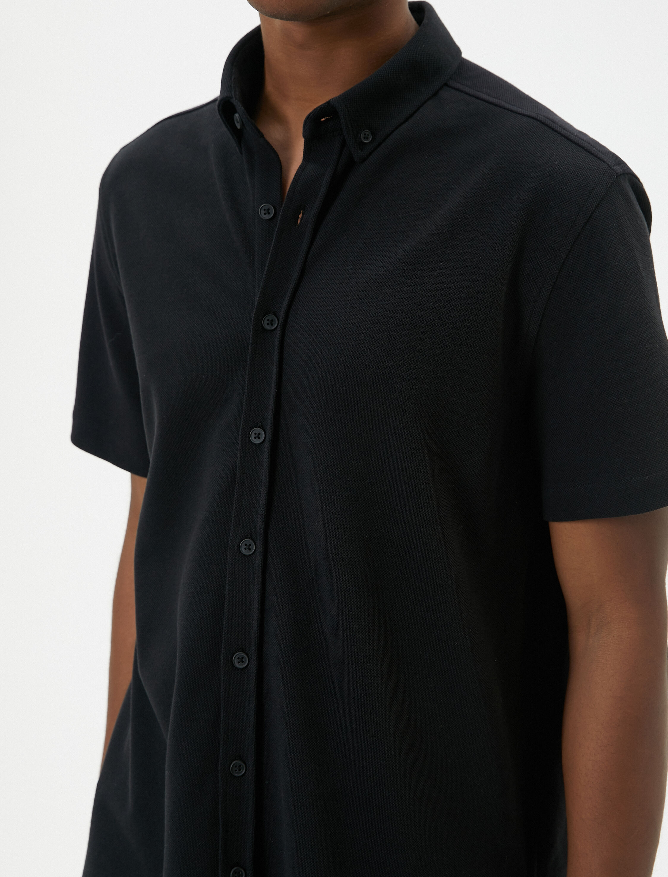   Kısa Kollu Gömlek Kalın Kumaş Klasik Yaka Regular Fit