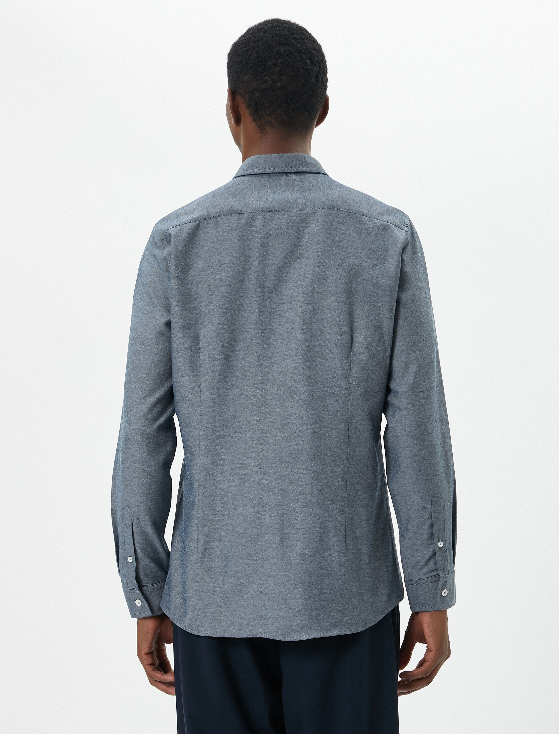   Yarım İtalyan Yaka Gömlek Slim Fit Uzun Kollu Düğmeli