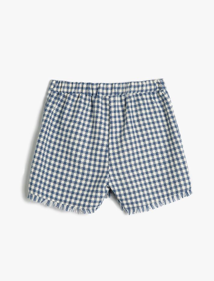 Kız Çocuk Şort Etek Tüvit Kruvaze Düğme Detaylı