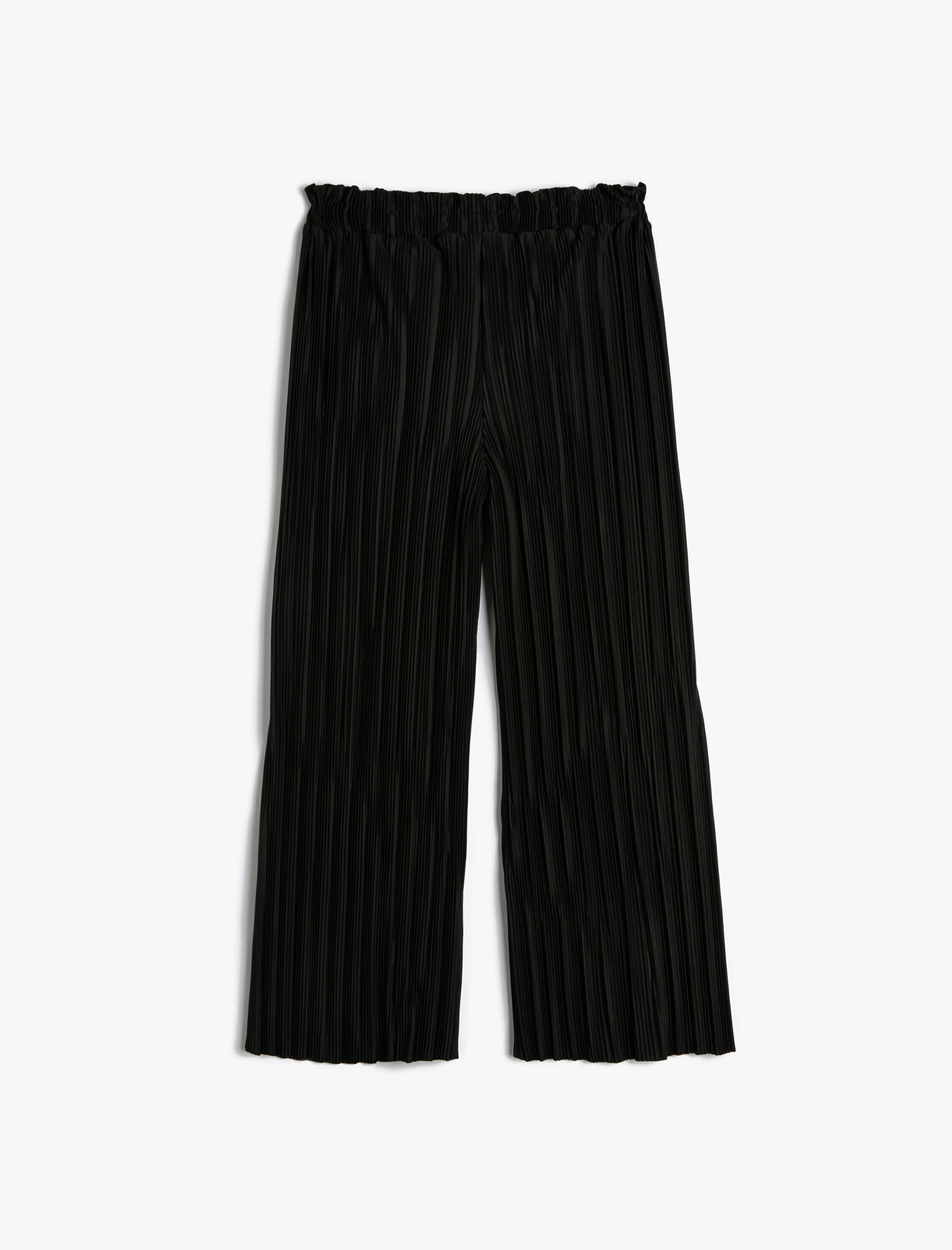  Kız Çocuk Bol Paça Pantolon Beli Lastikli Dokulu