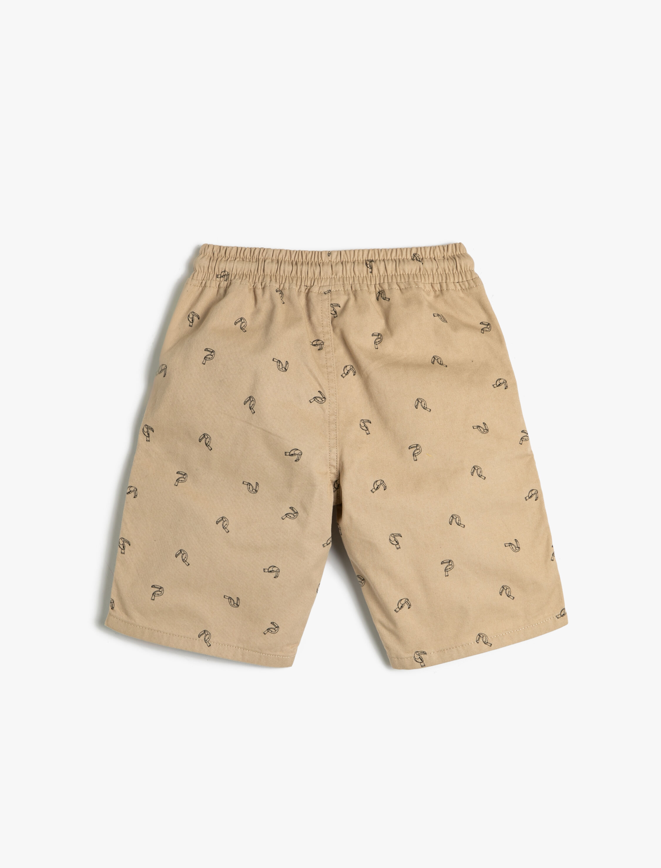  Erkek Çocuk Chino Şort Papağan Desenli Beli Bağlamalı Cepli Pamuklu