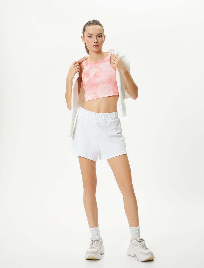  Yarım Sporcu Atlet Batik Desenli Ribanalı Pamuklu