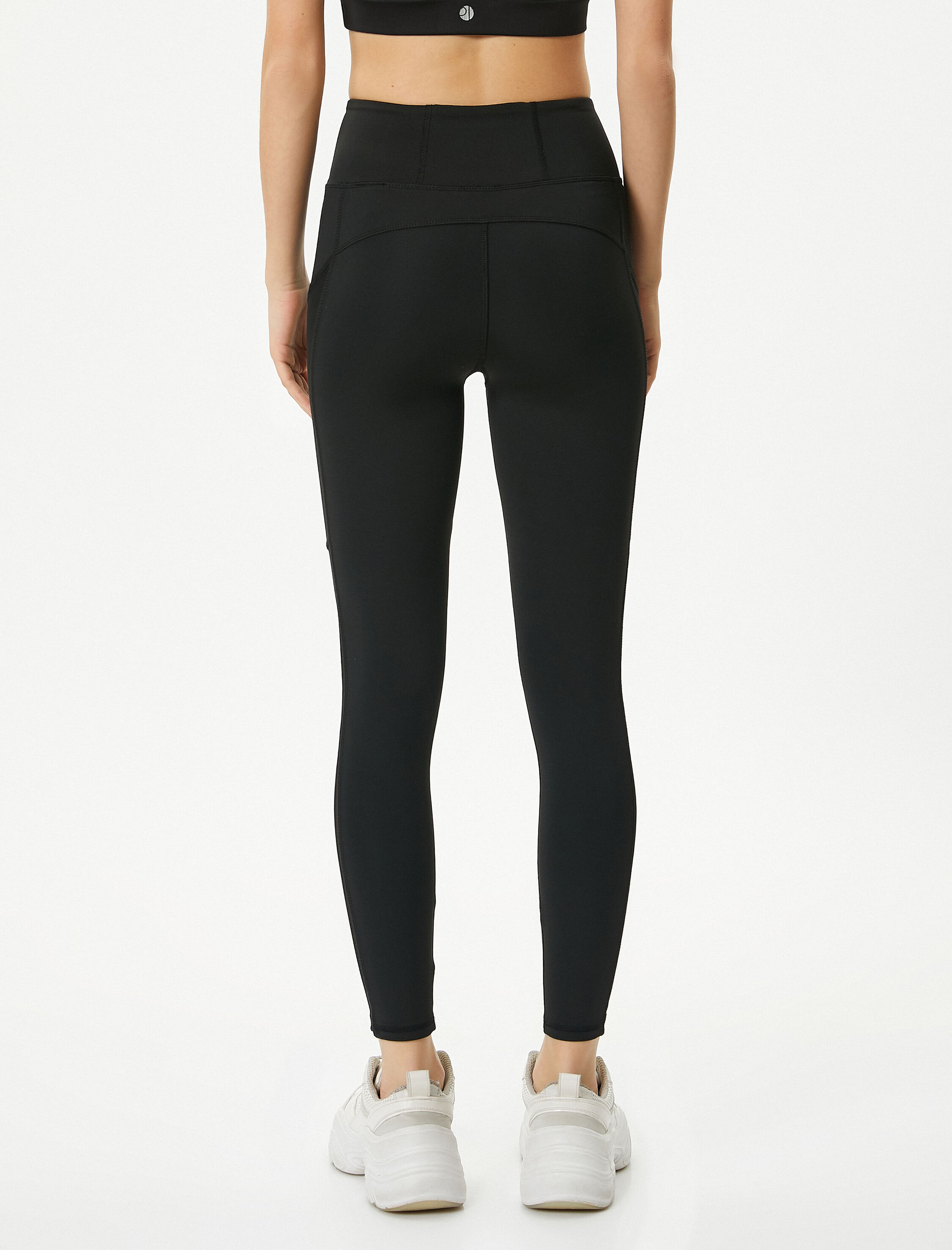   Tül Detaylı Spor Tayt Yan Cep Detaylı Standart Bel