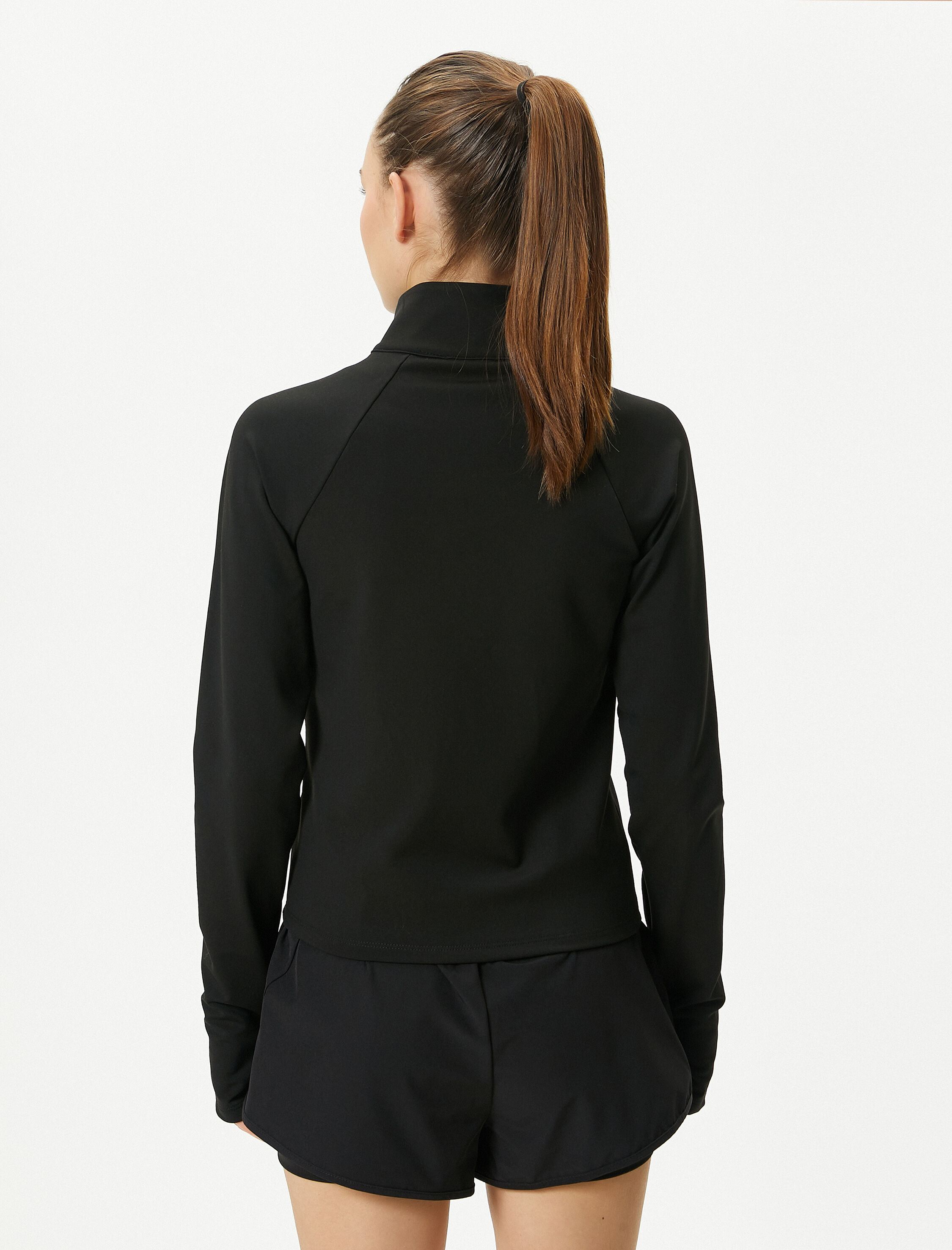   Spor Ceket Fermuarlı Dik Yaka Cepli Uzun Kollu