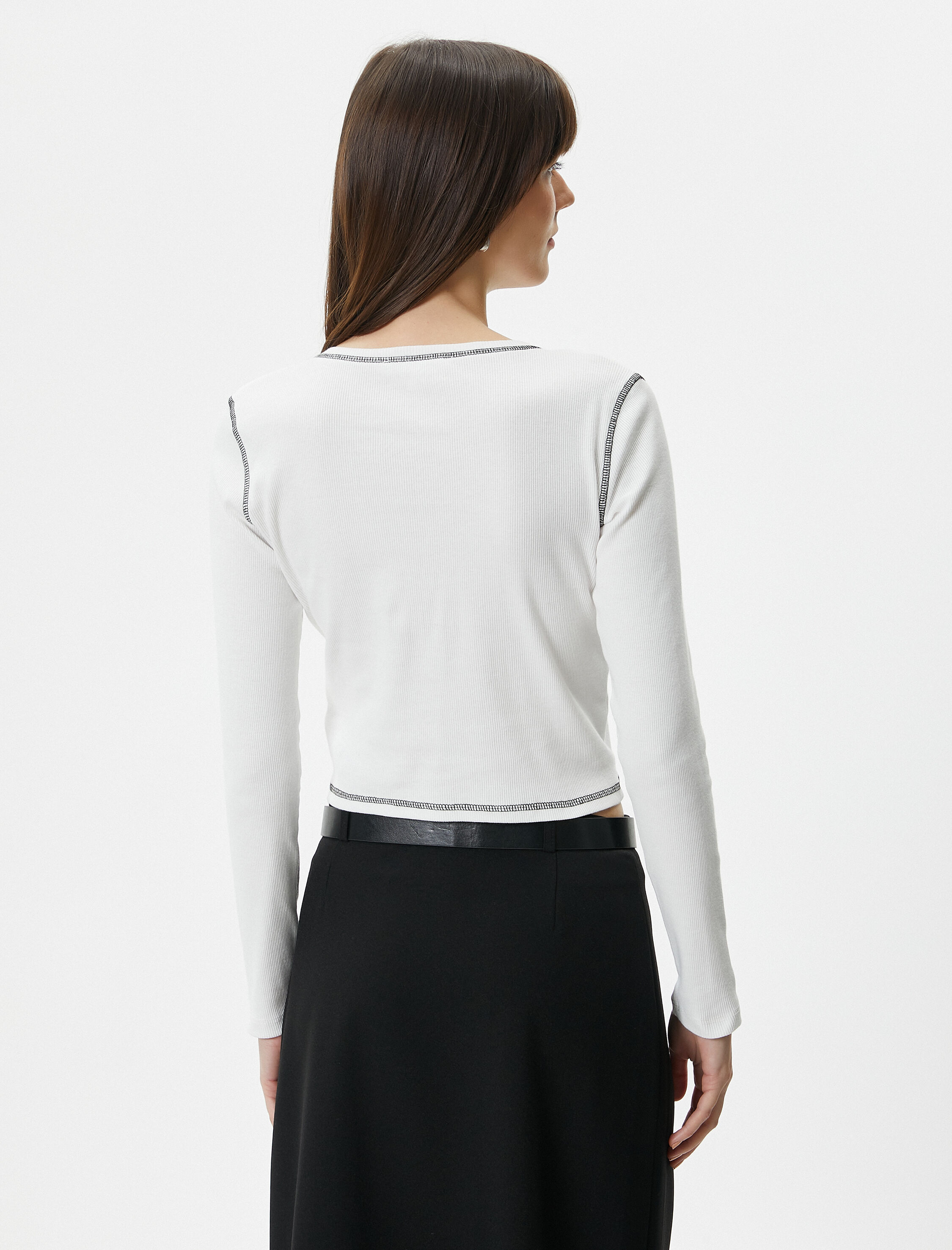   Baskılı Tişört Uzun Kollu Bisiklet Yaka Slim Fit