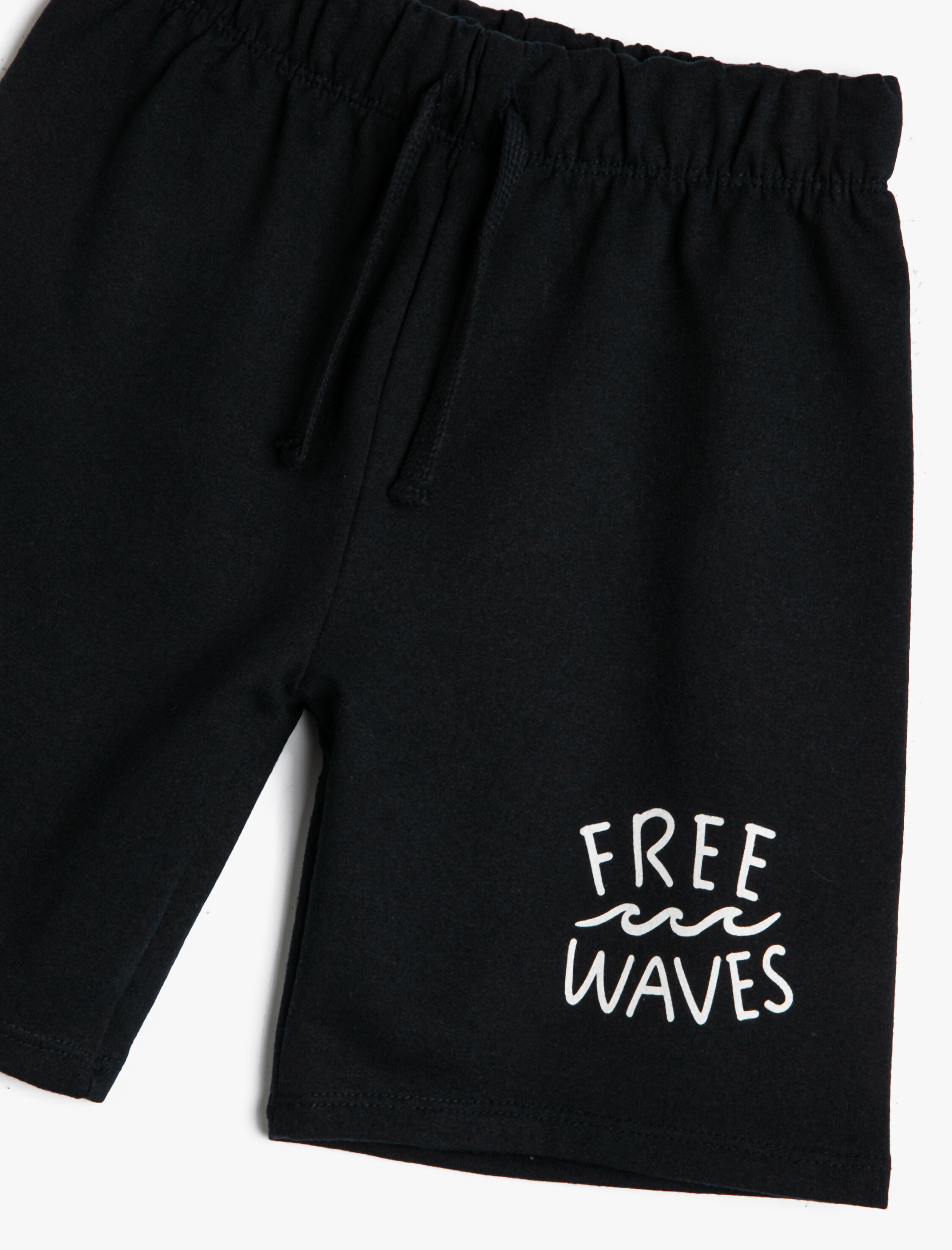  Erkek Çocuk Basic Şort Slogan Baskılı Cepli Beli Bağlamalı