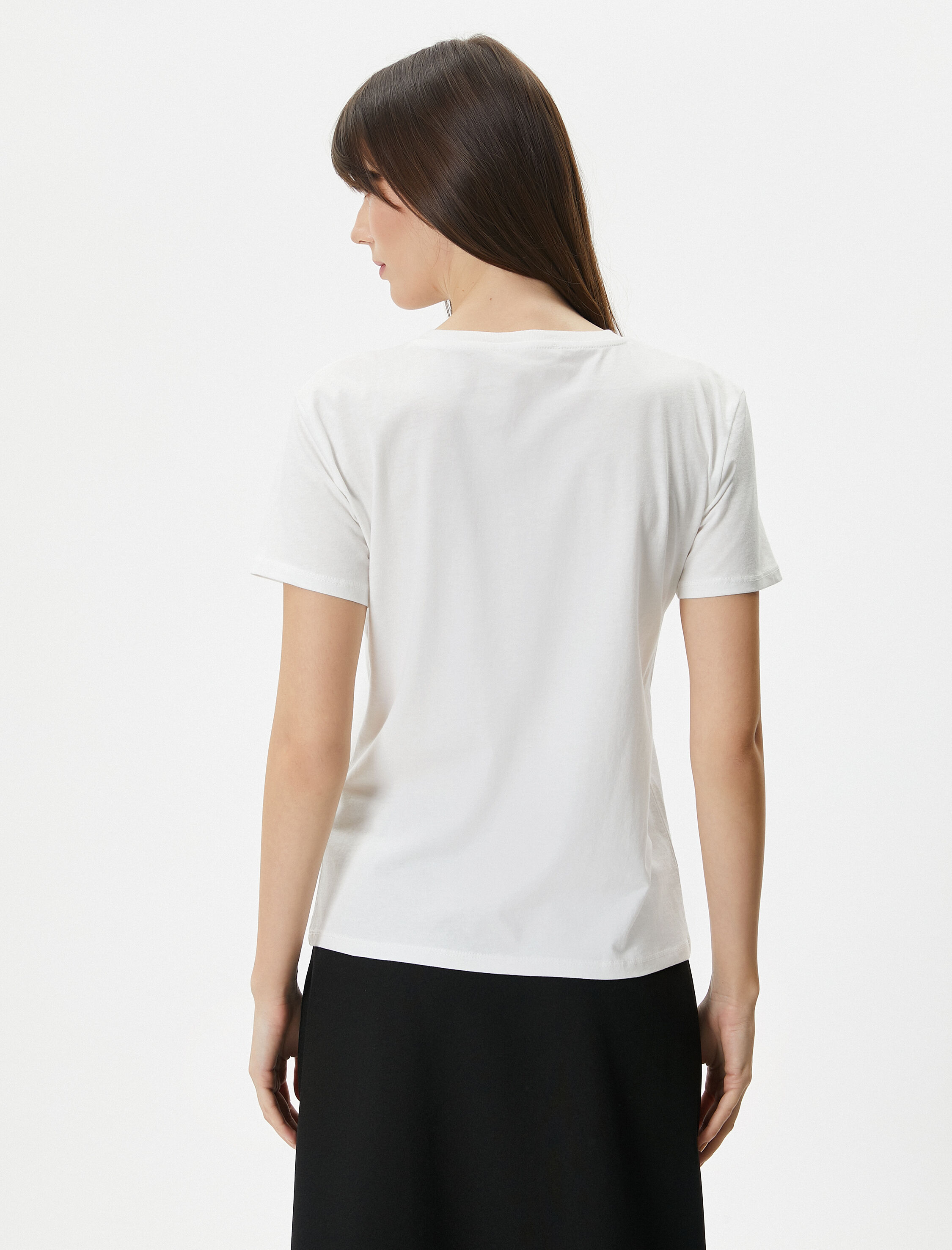   Baskılı Tişört Uzun Kollu Bisiklet Yaka Pamuklu