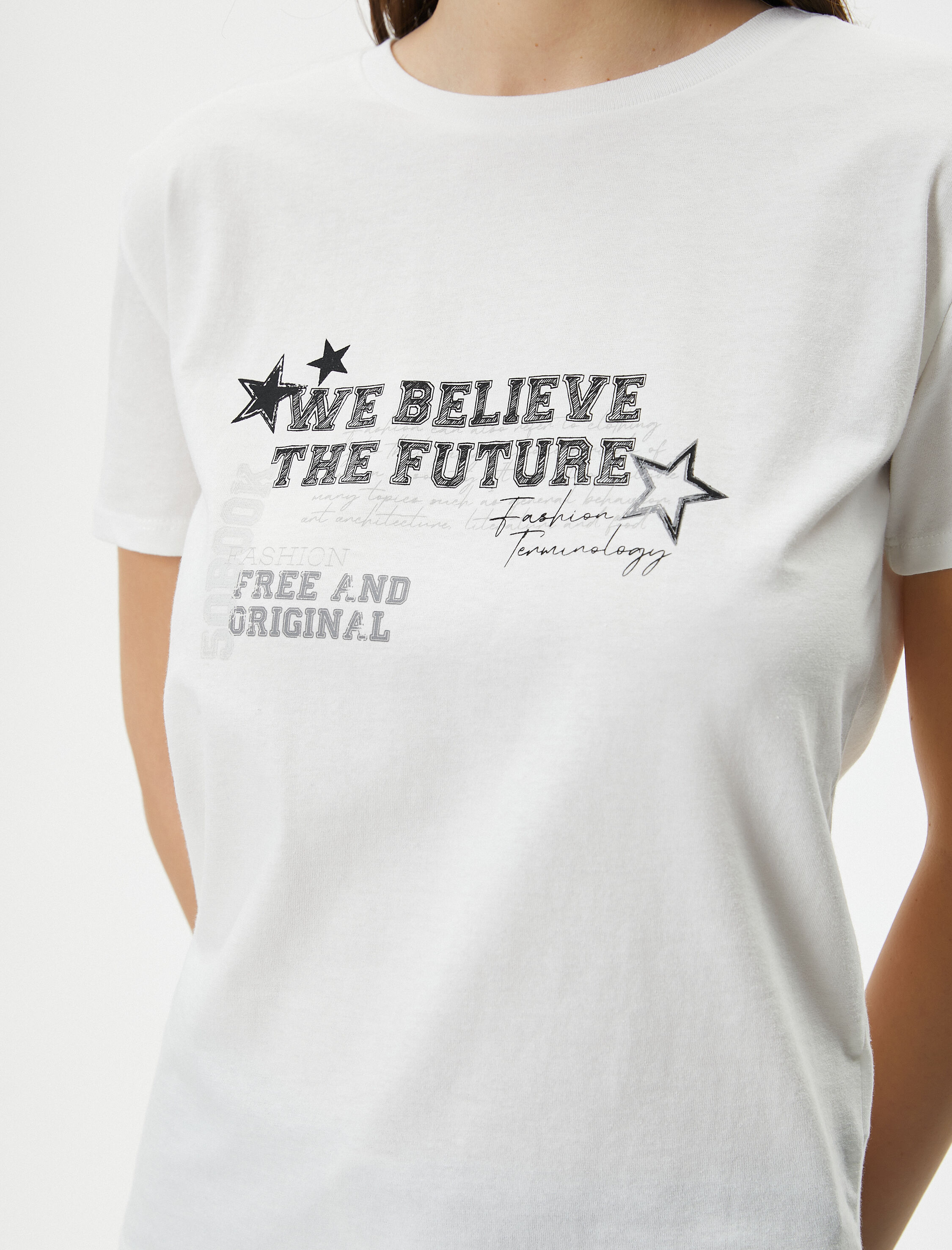   Baskılı Tişört Uzun Kollu Bisiklet Yaka Pamuklu