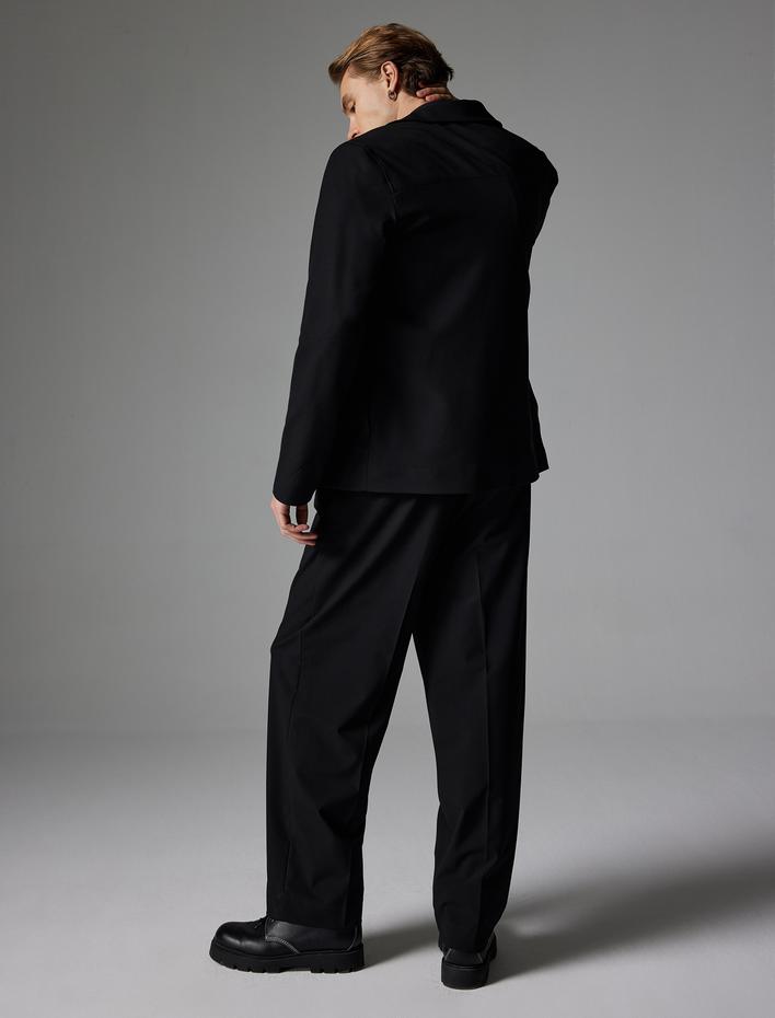  Polo Yaka Ceket Fermuarlı Cep Detaylı Slim Fit