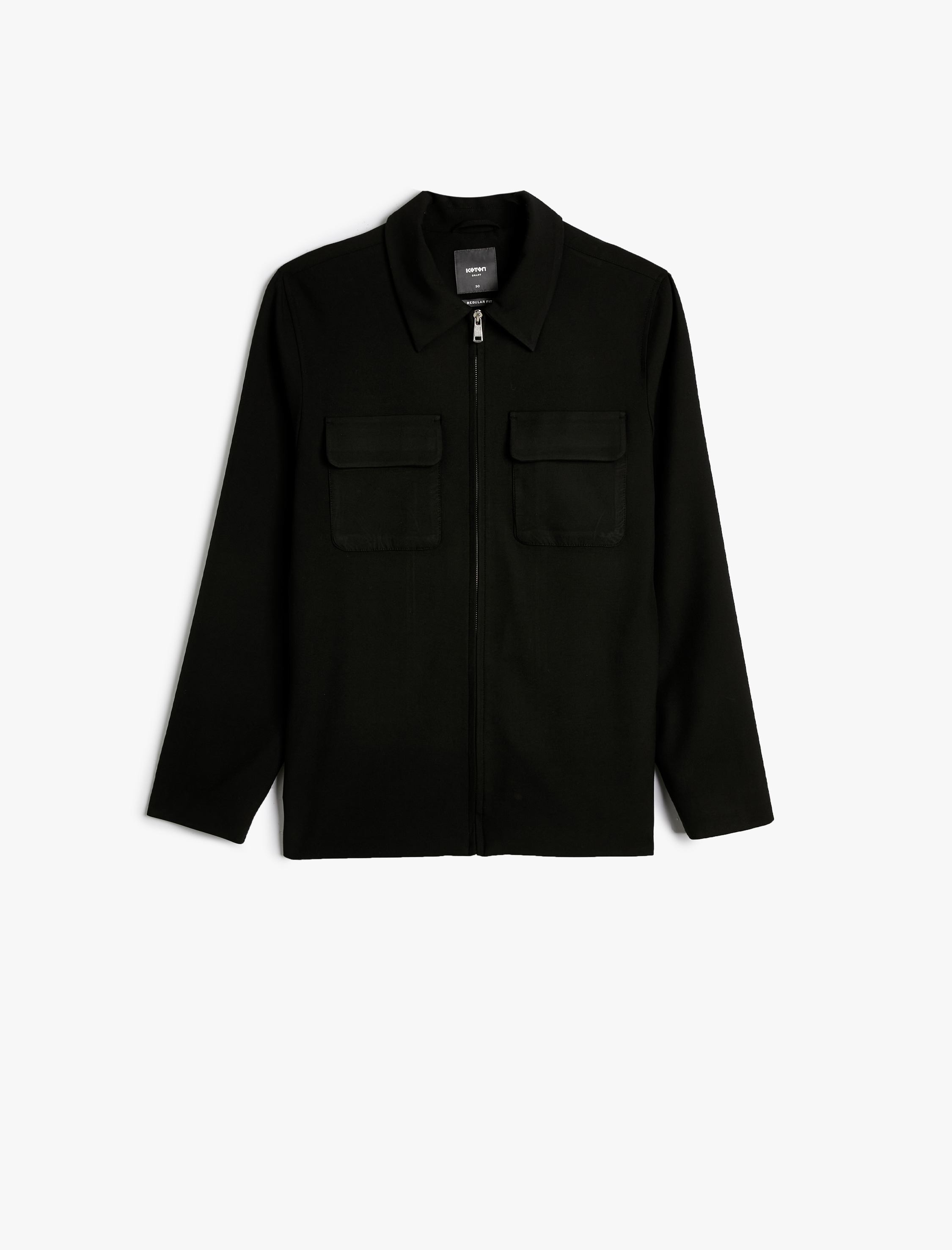   Polo Yaka Ceket Fermuarlı Cep Detaylı Slim Fit