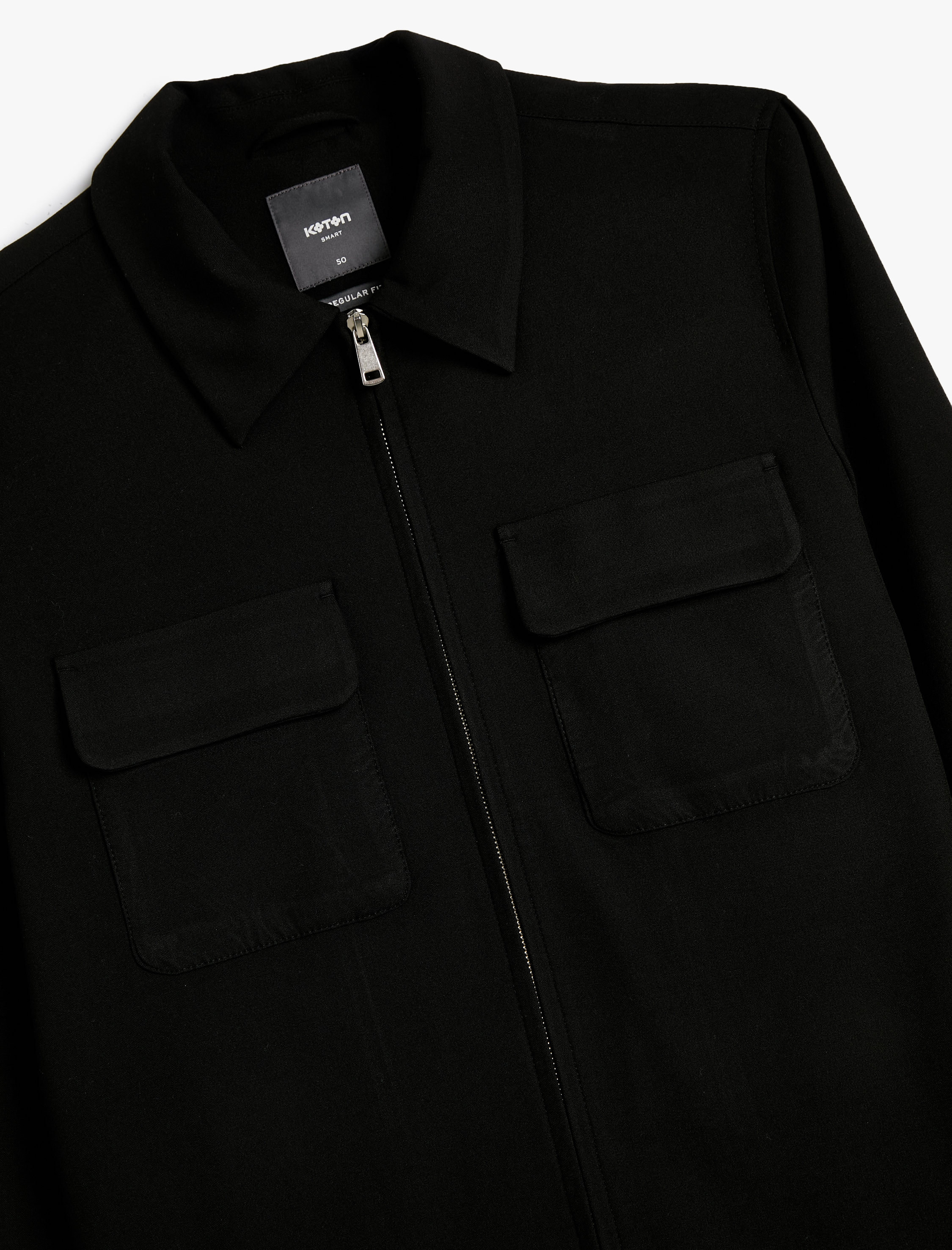   Polo Yaka Ceket Fermuarlı Cep Detaylı Slim Fit