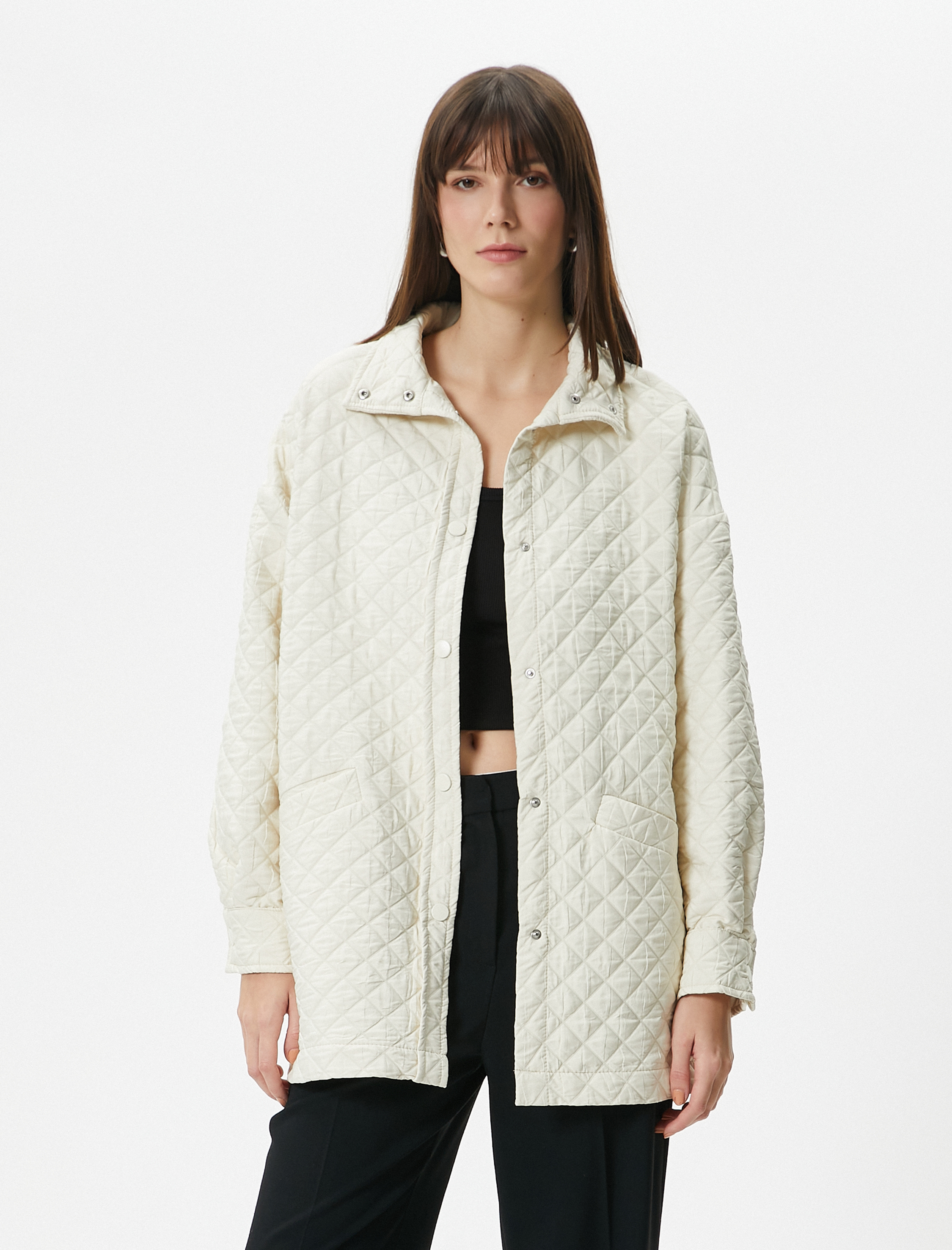   Kapitone Ceket Cepli Çıtçıt Düğmeli Regular Fit