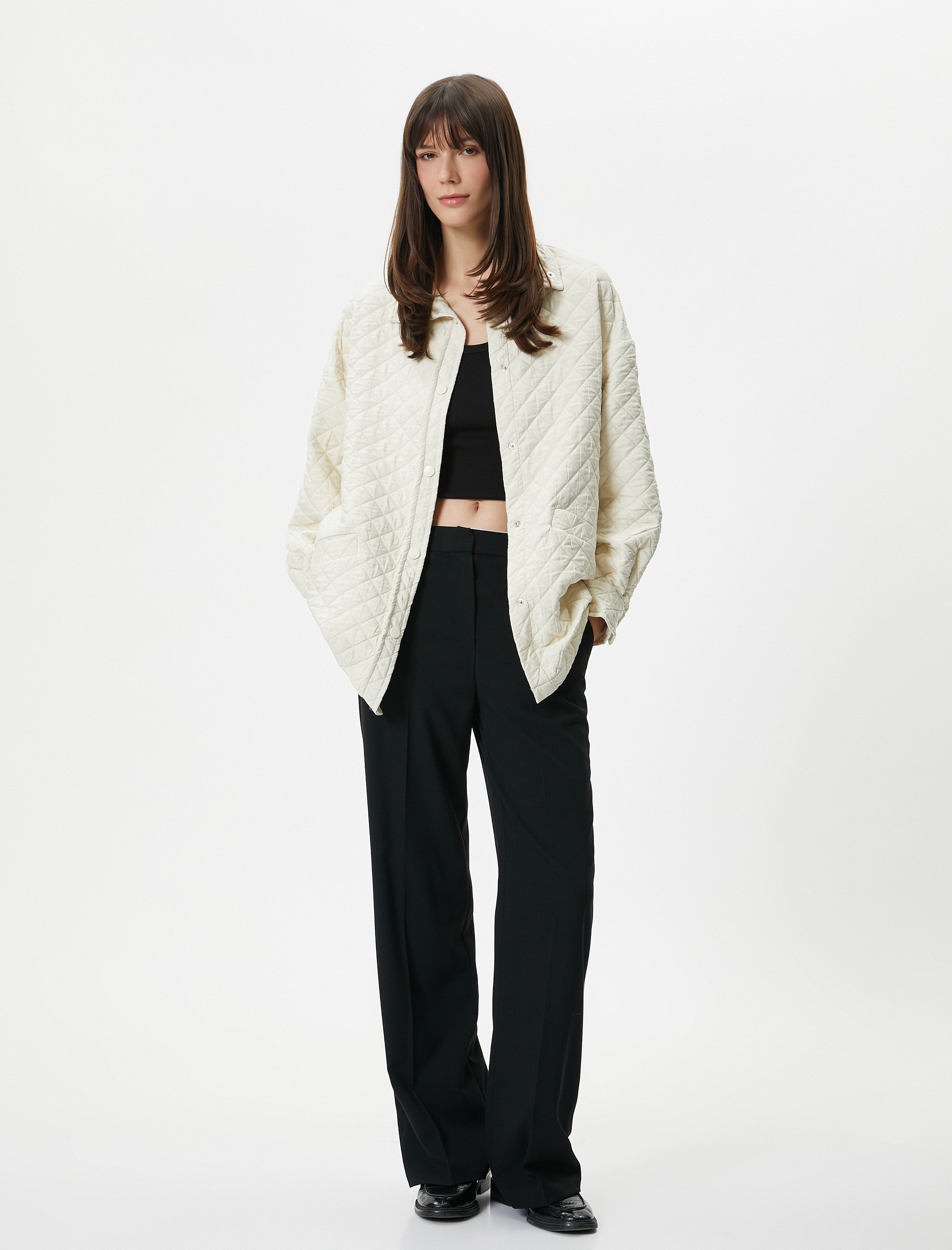   Kapitone Ceket Cepli Çıtçıt Düğmeli Regular Fit