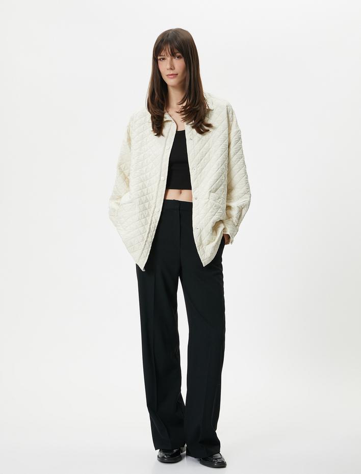  Kapitone Ceket Cepli Çıtçıt Düğmeli Regular Fit