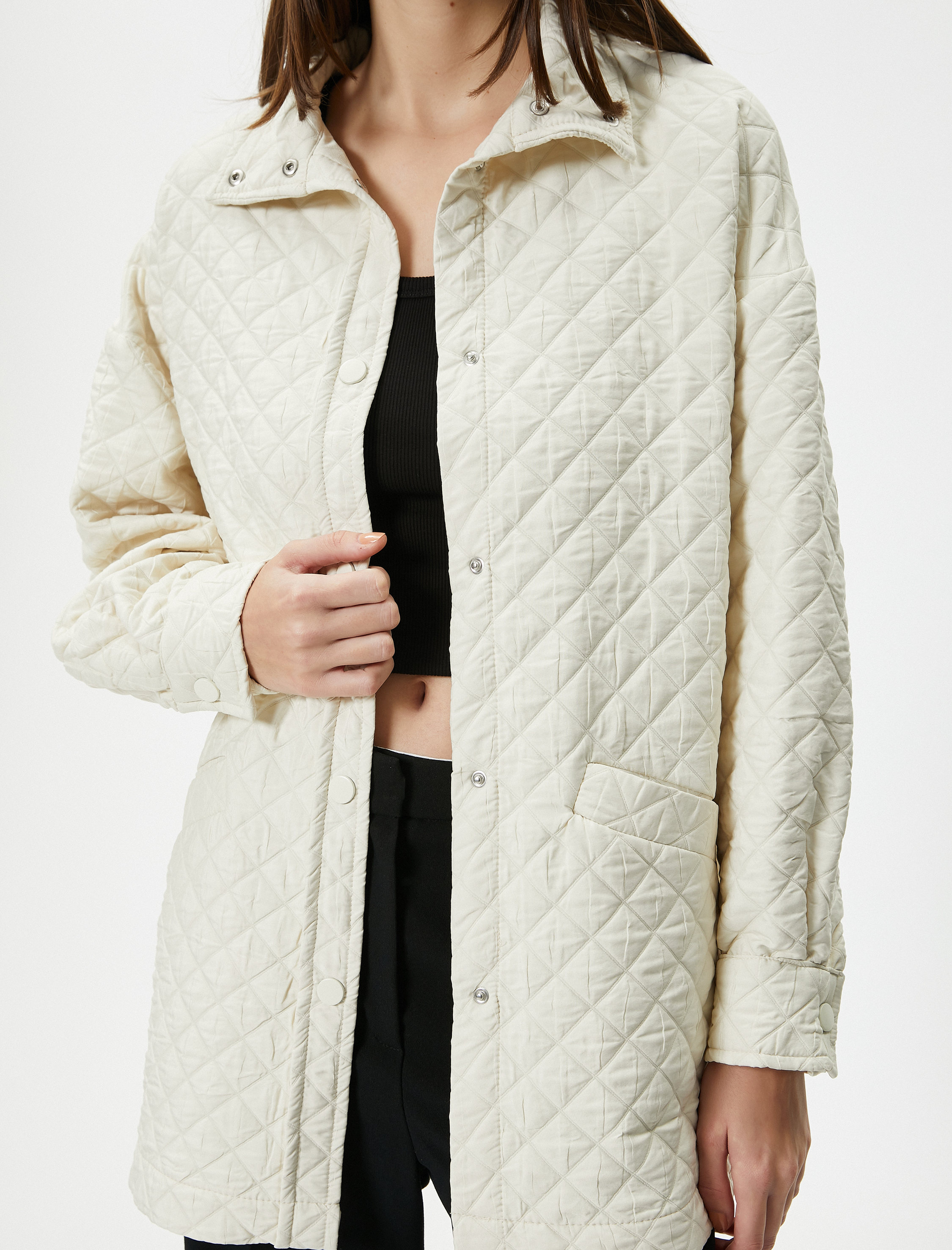   Kapitone Ceket Cepli Çıtçıt Düğmeli Regular Fit