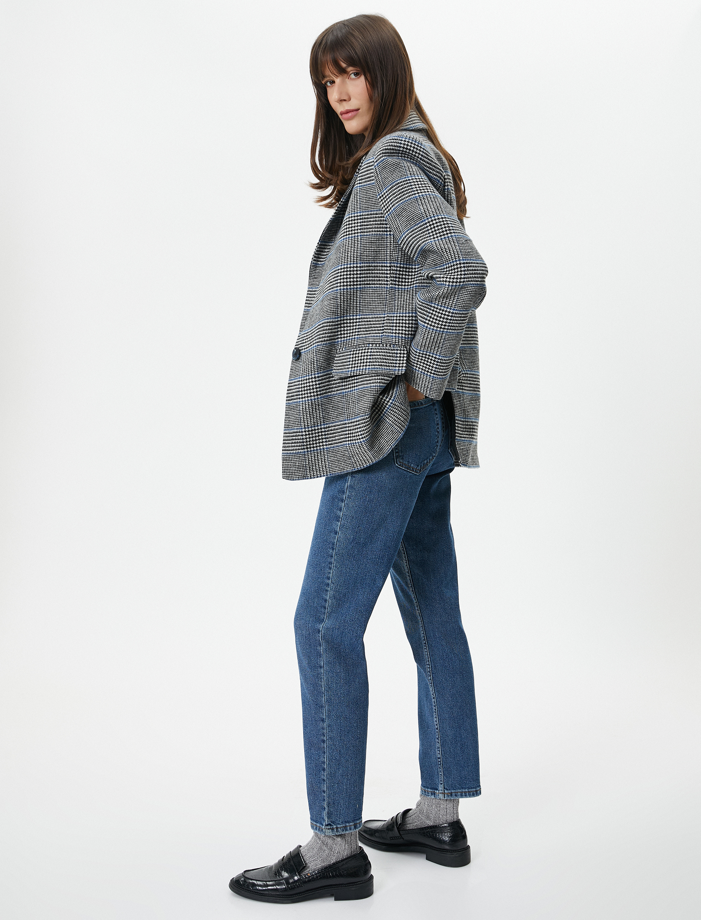   Yüksek Bel Kot Pantolon Dar Düz Paça Esnek - Eve Slim Jean