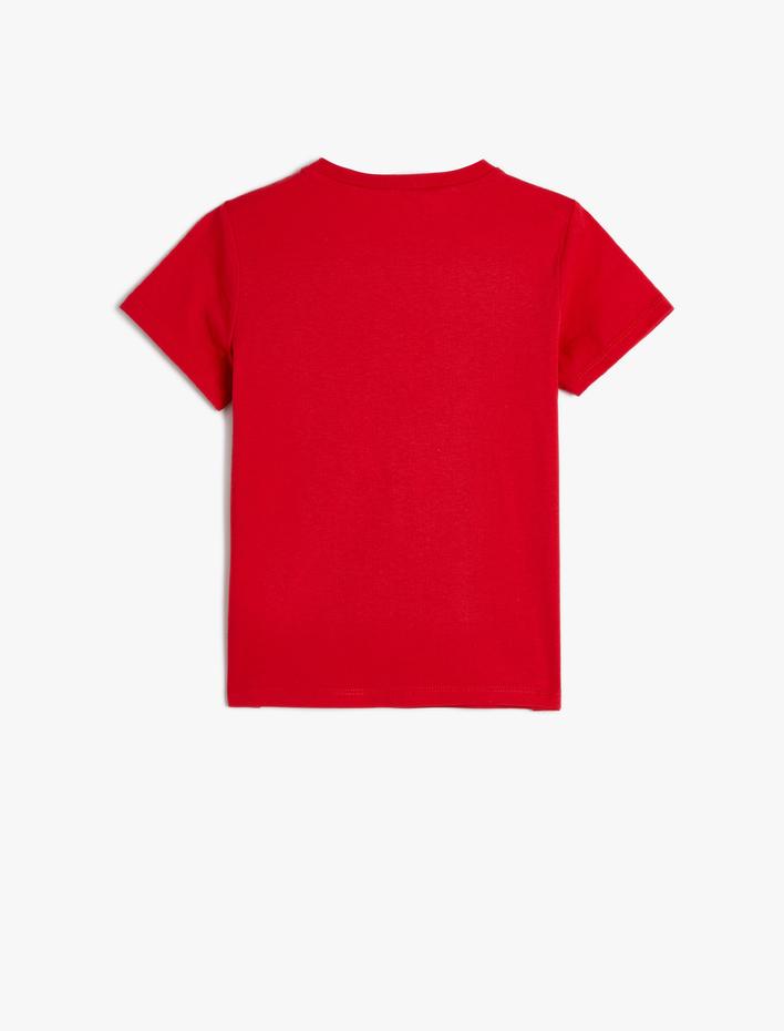 Kız Çocuk Tişört Slogan Baskılı Kısa Kollu Bisiklet Yaka Pamuklu