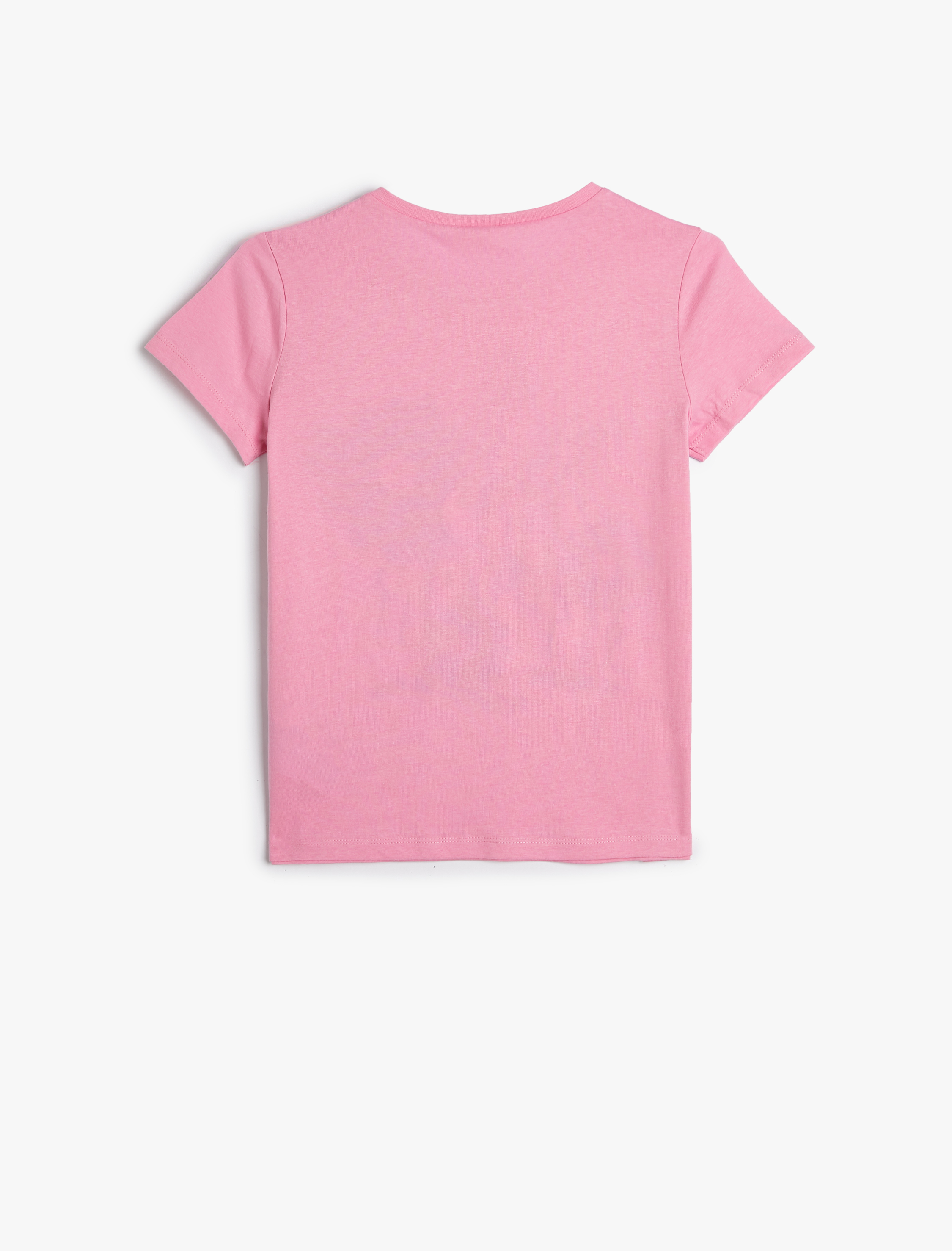  Kız Çocuk Tişört Çiçek Baskılı Kısa Kollu Bisiklet Yaka Pamuklu