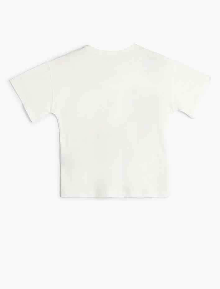 Kız Çocuk Papağanlı Tişört Kısa Kollu Bisiklet Yaka Pamuklu