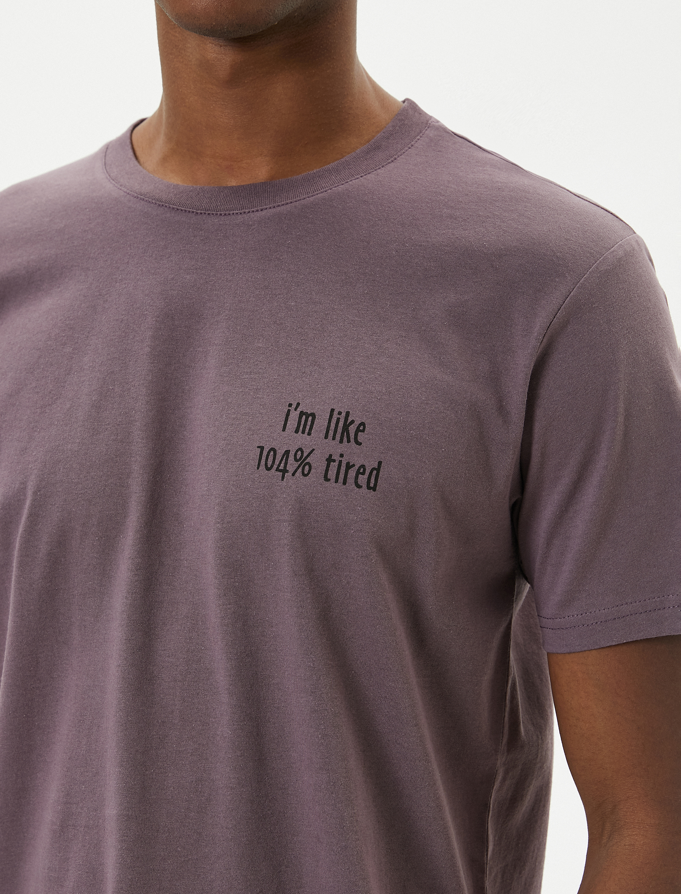   Slogan Baskılı Tişört Slim Fit Bisiklet Yaka Kısa Kollu