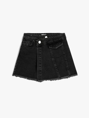 Jean Skort Pocket Detail Envelop Closure Cotton