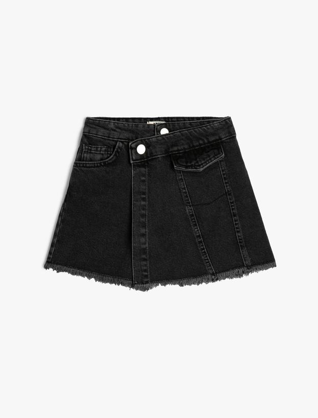 Jean Skort Pocket Detail Envelop Closure Cotton_0