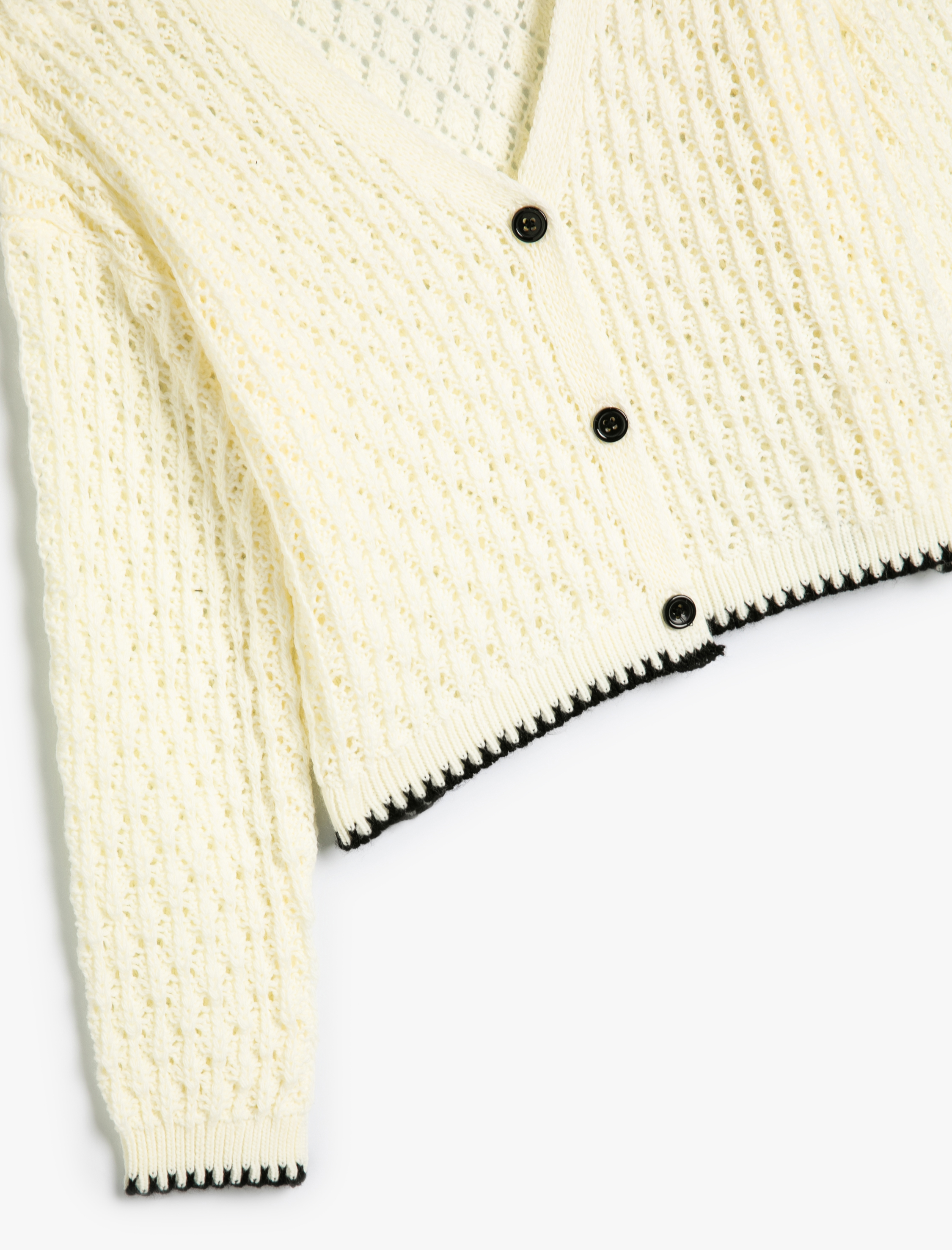  Kız Çocuk Crop Hırka Ajurlu V yaka Uzun Kollu