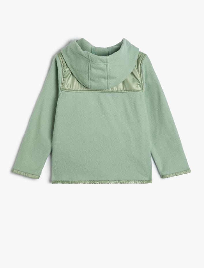 Kız Çocuk Kapşonlu Ceket Fermuarlı Cep Detaylı