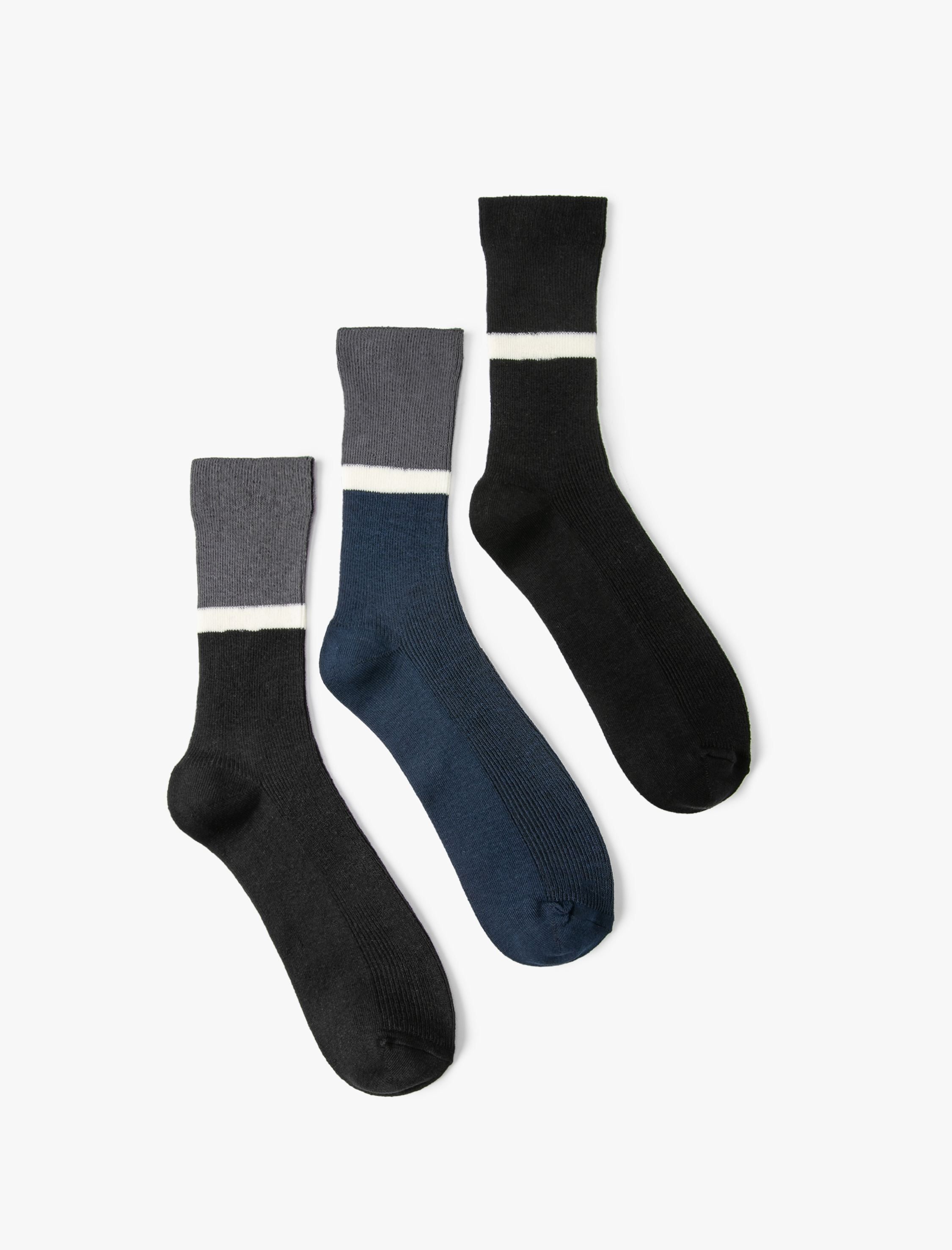 Erkek 3'lü Soket Çorap Seti Geometrik Desenli