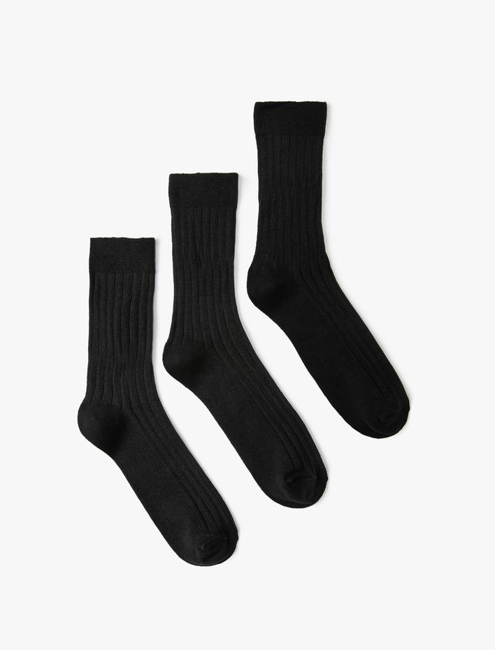 Erkek 3'lü Soket Çorap Seti Dokulu Çok Renkli