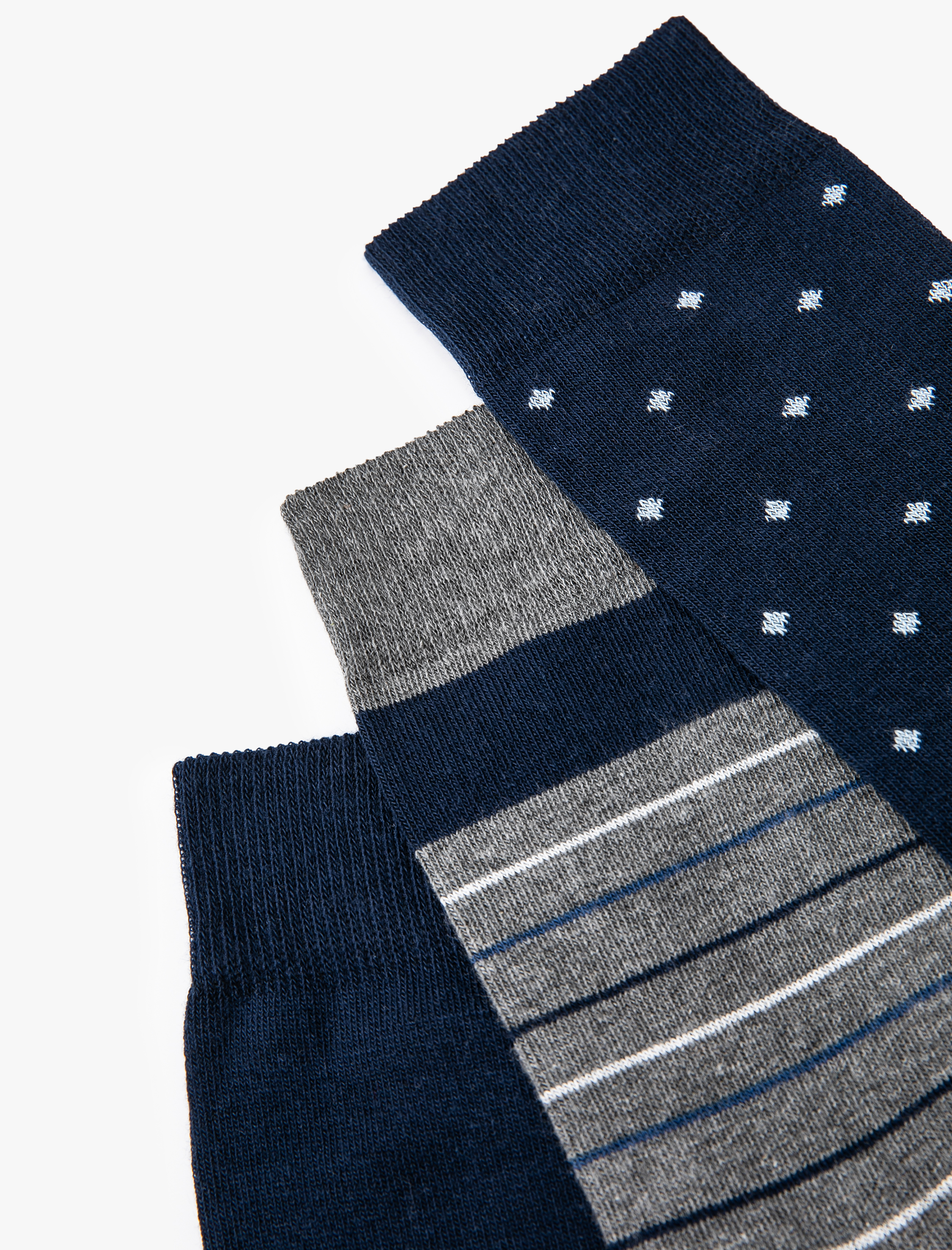  Erkek 3'lü Soket Çorap Seti Geometrik Desenli Çok Renkli