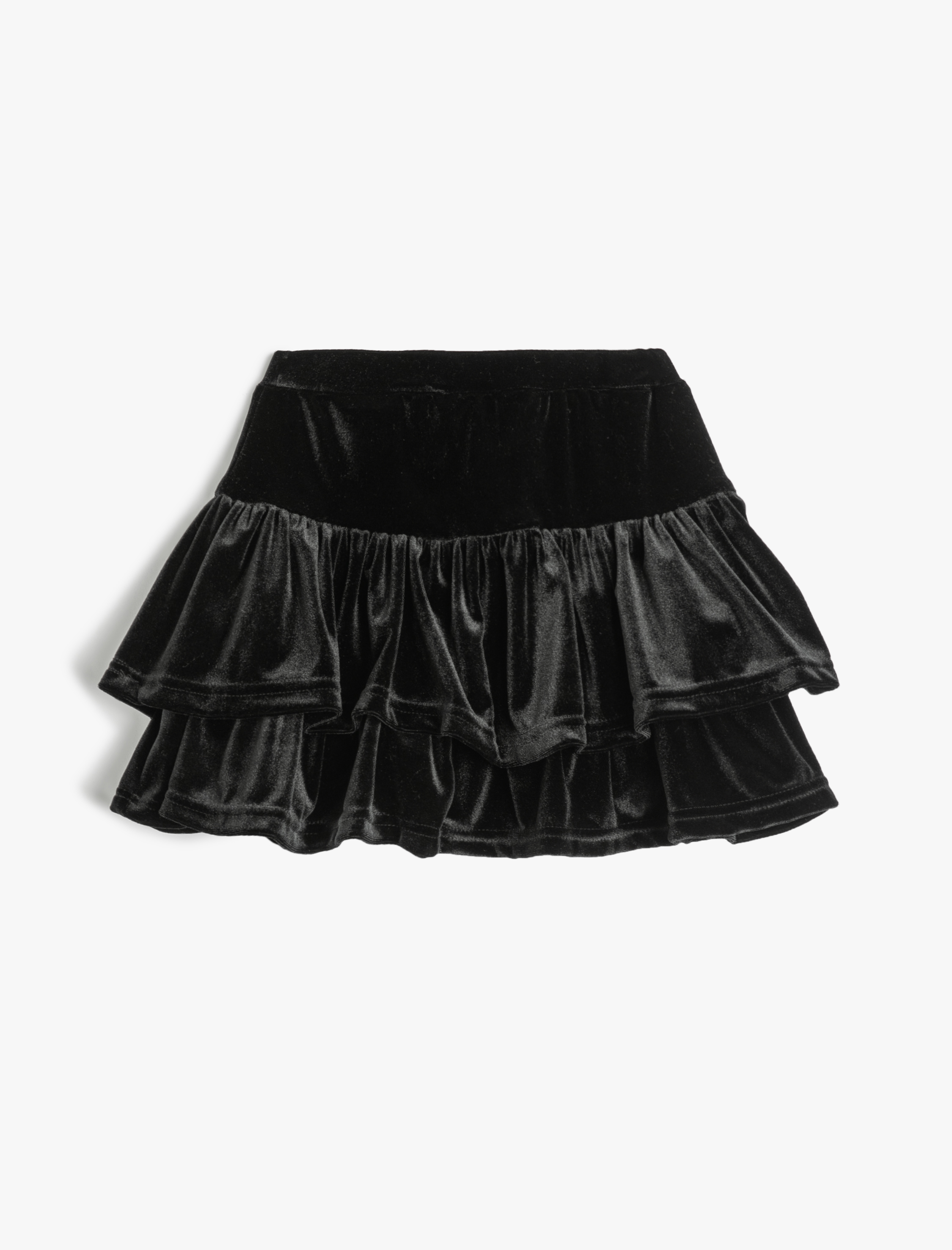 Kız Çocuk Kadife Etek Fırfırlı Katlı