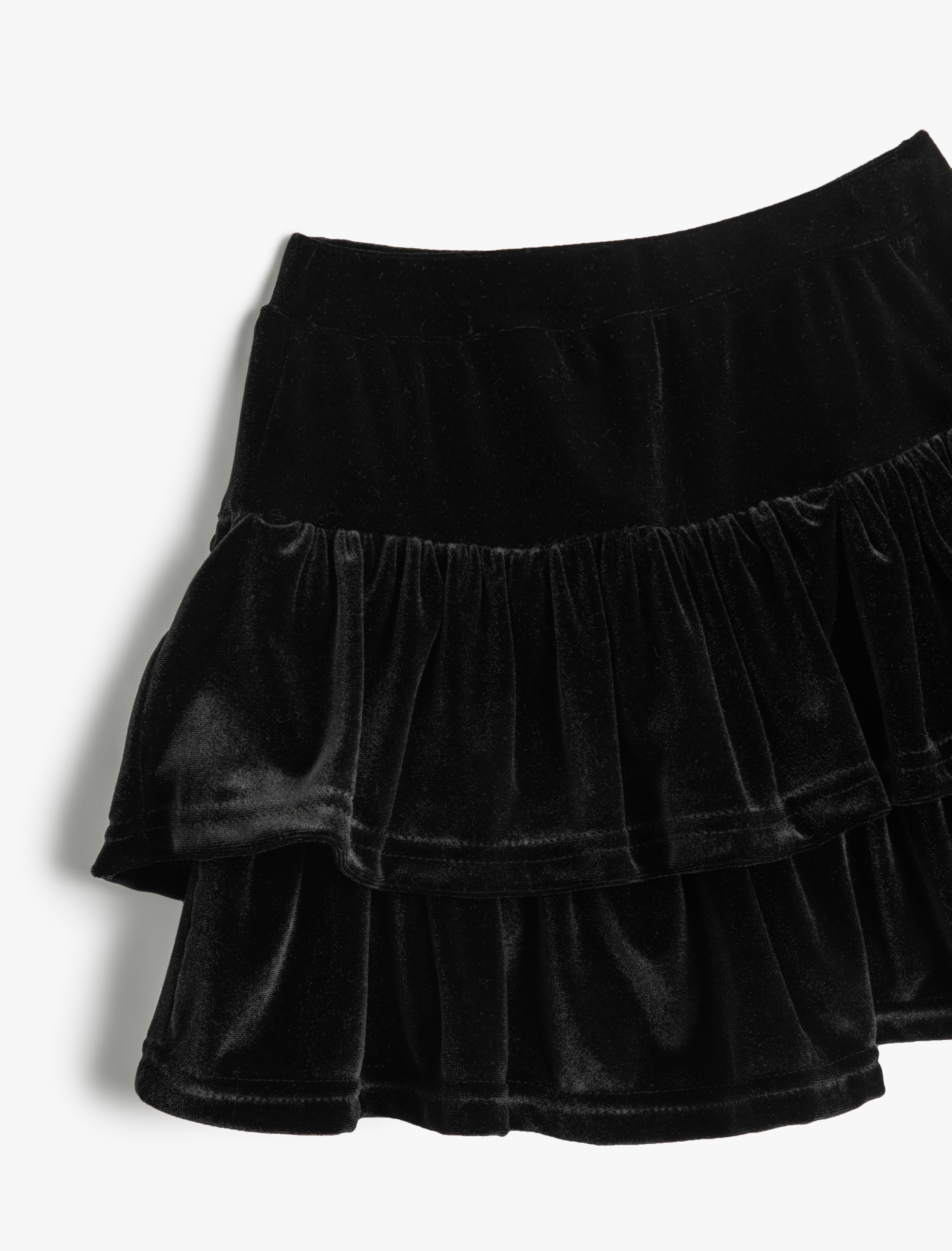 Kız Çocuk Kadife Etek Fırfırlı Katlı