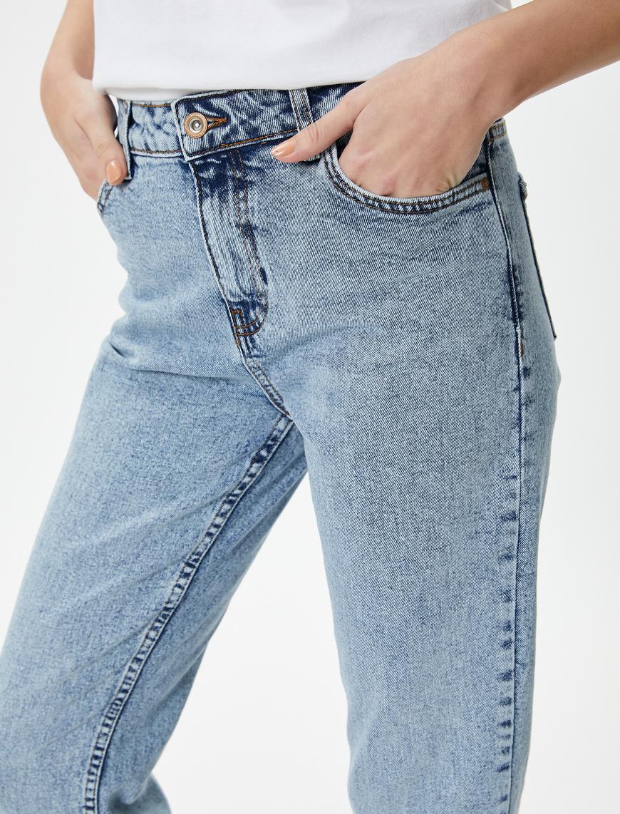   Yüksek Bel Kot Pantolon Dar Düz Paça Esnek - Eve Slim Jean