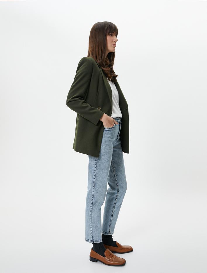  Yüksek Bel Kot Pantolon Dar Düz Paça Esnek - Eve Slim Jean