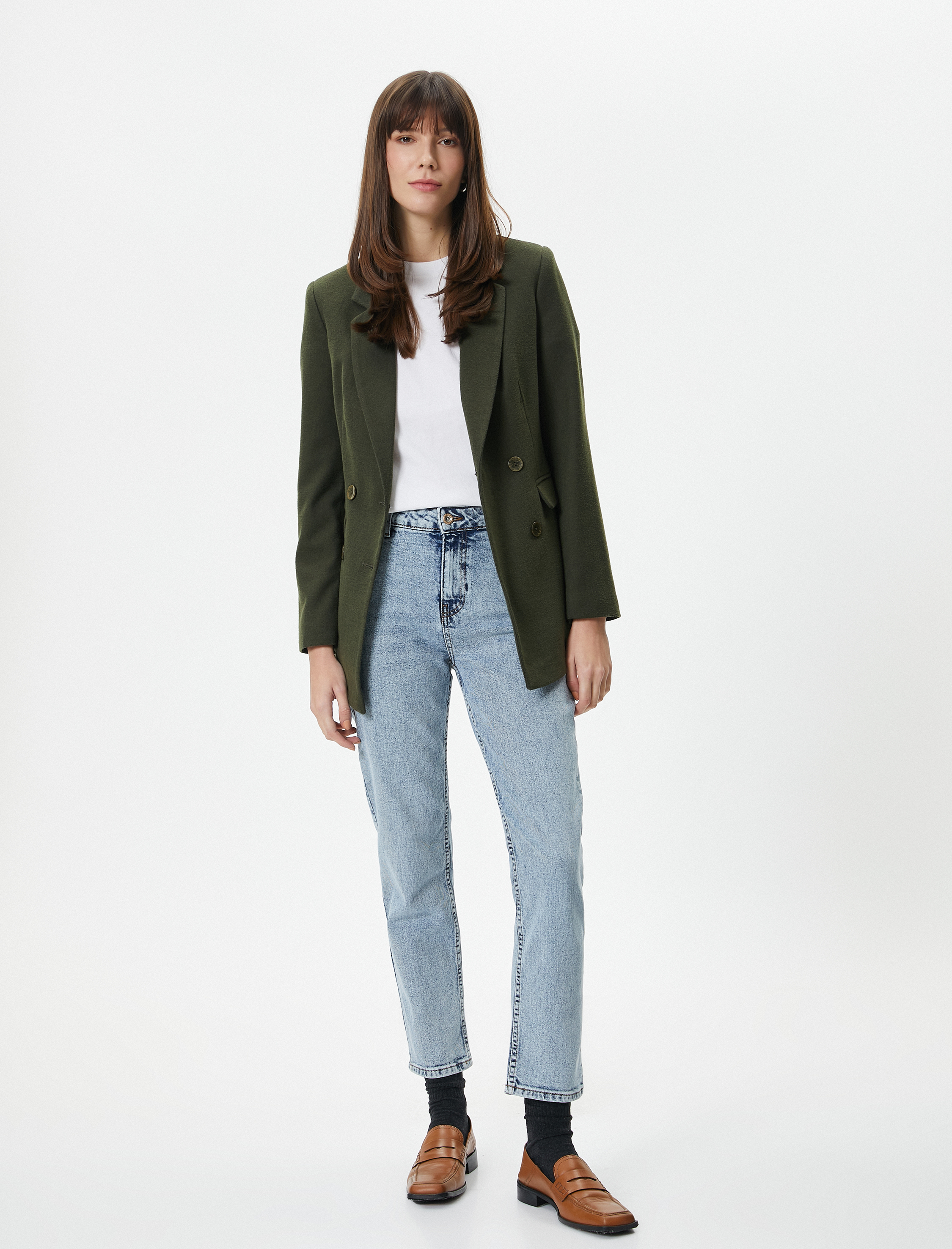   Yüksek Bel Kot Pantolon Dar Düz Paça Esnek - Eve Slim Jean