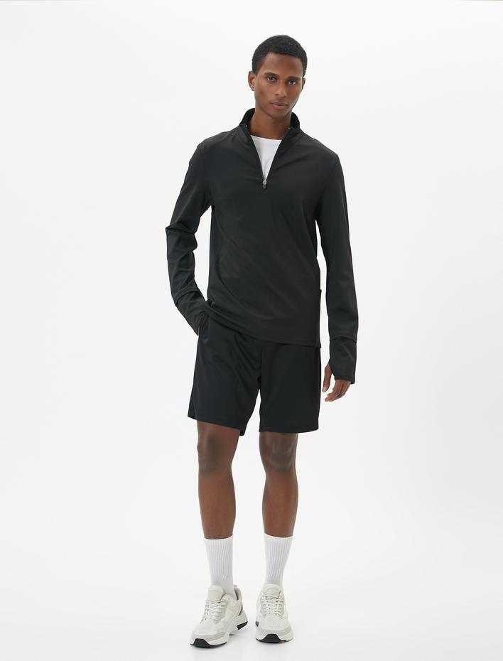  Spor Sweatshirt Yarım Fermuarlı Telefon Cebi Detaylı