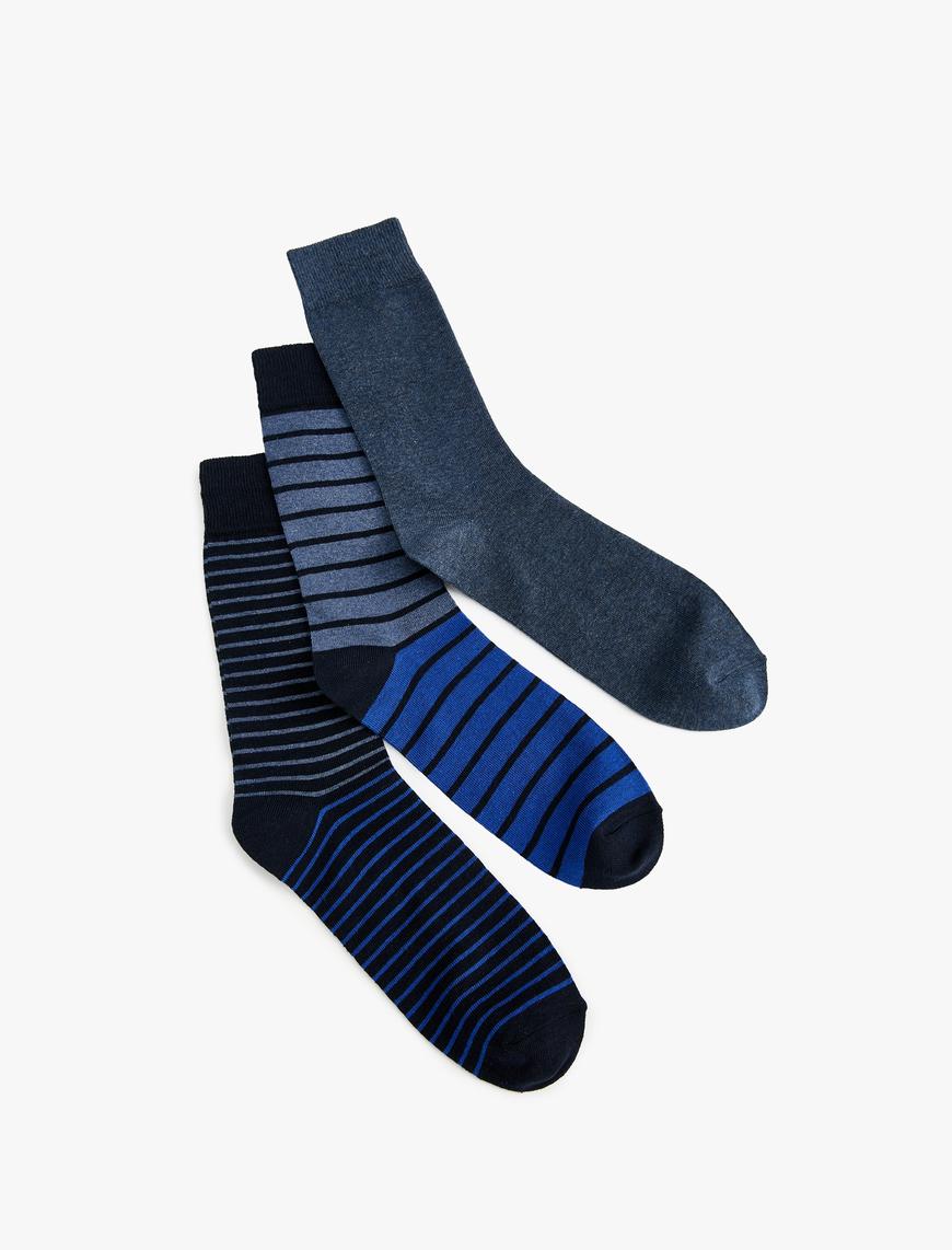  Erkek Çizgili 3'lü Soket Çorap Seti